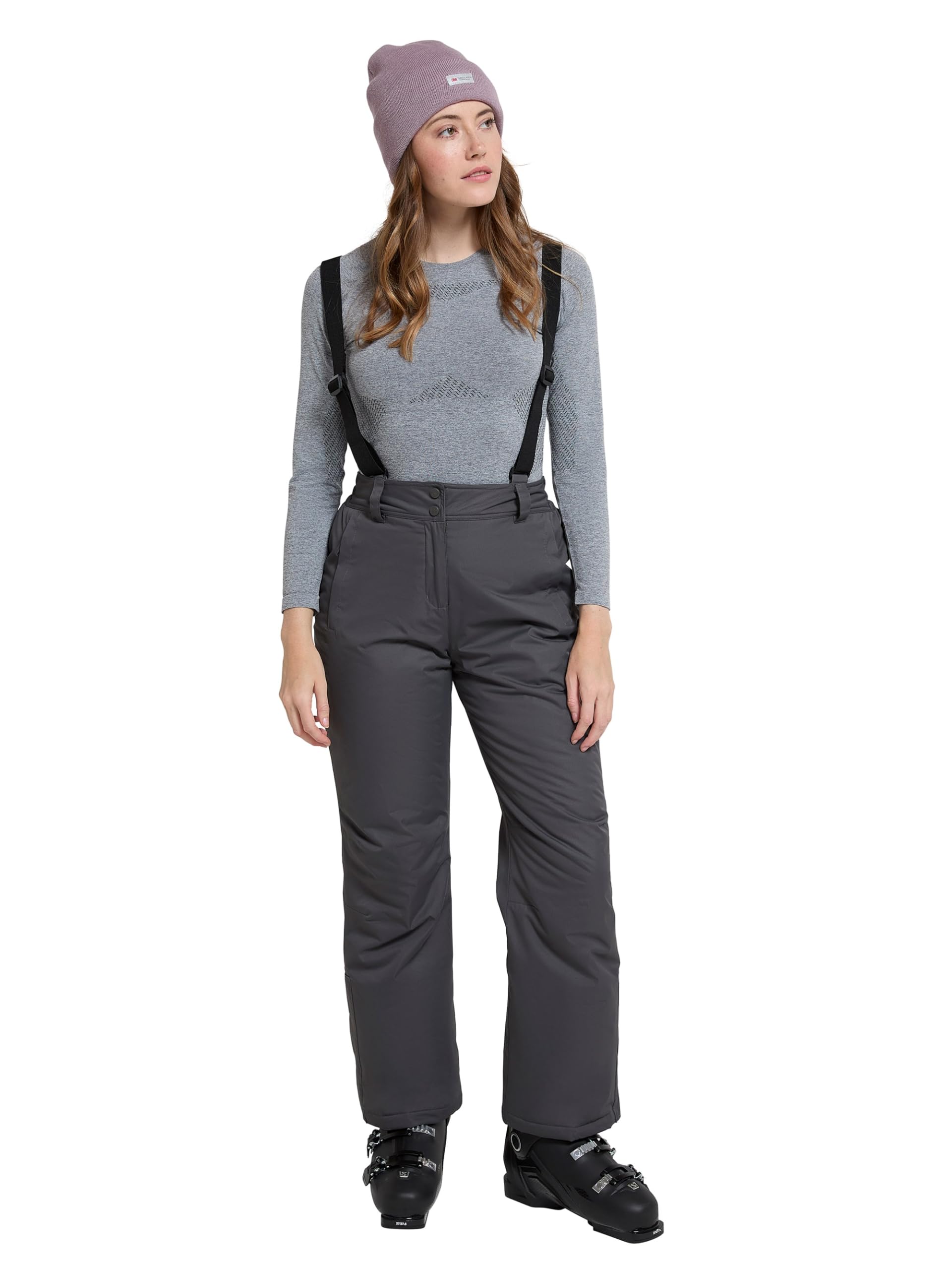 Mountain Warehouse Khaki Moon Womens Ski Pants - Isotherm, Microfibre Insulated & Snowproof Trousers, Adjustable Waist & Detachable Braces - For Skiing, Snowboarding Women's Size 10