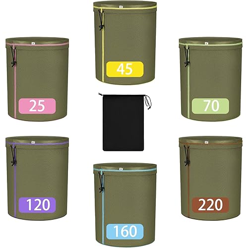5-Gallon Filter Bags（6-Pack） with Anti-Slip Grip Buckets - Reusable All-Mesh Storage Bags with Top Opening for Hydroponics, Gardening, Brewing - Enhanced Non-Slip Dots for Secure Hold