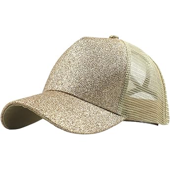 Kielsjajd Glitter Mesh Baseball Cap Women's Adjustable Baseball Cap for Ponytail Sun Hat Summer Sports Hat Summer Hat Women's Ponytail Baseball Cap Unisex Sun Hat Peaked Cap