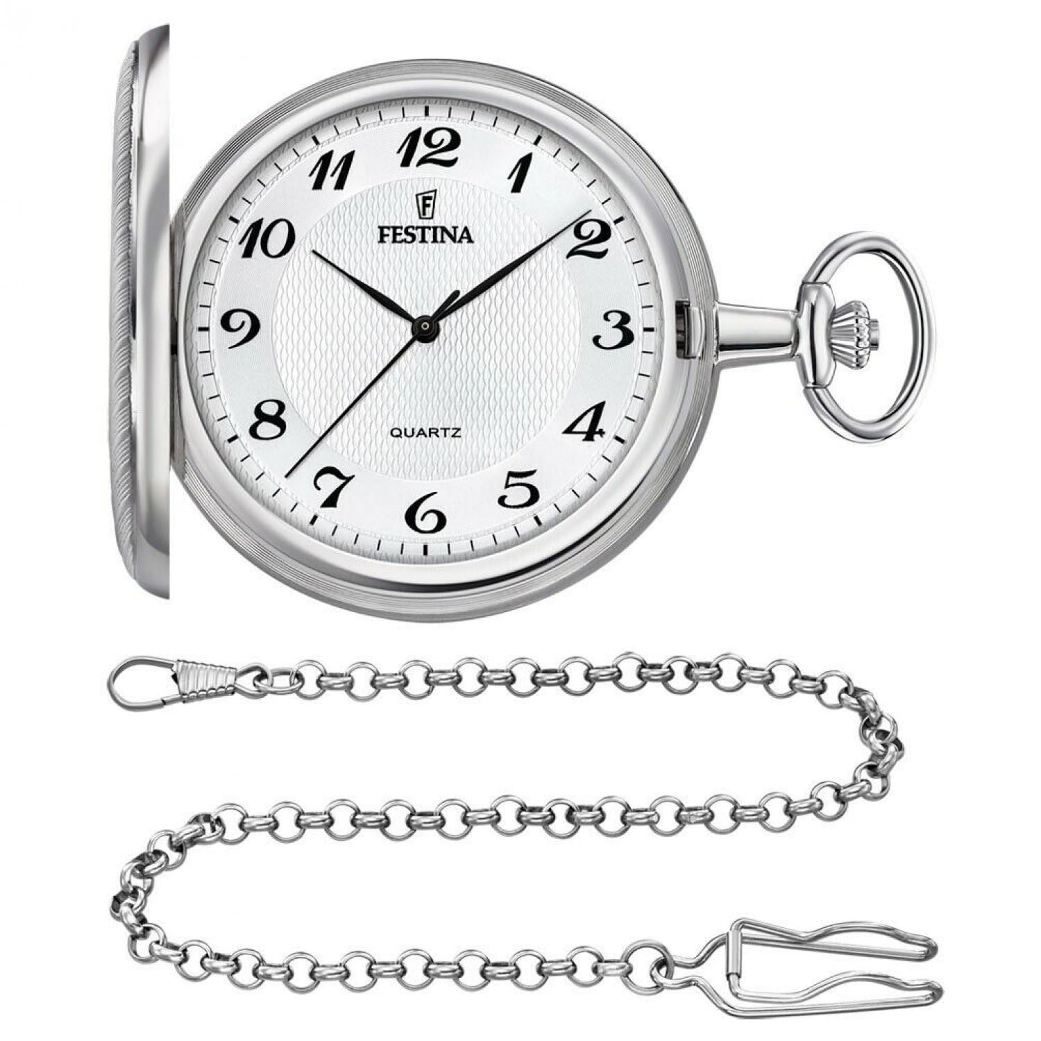 Festina Orologio da Tasca Uomo con Catena - Acciaio Inossidabile 316L - Movimento al Quarzo - Stile Classico, Vintage ed Elegante F2024/1