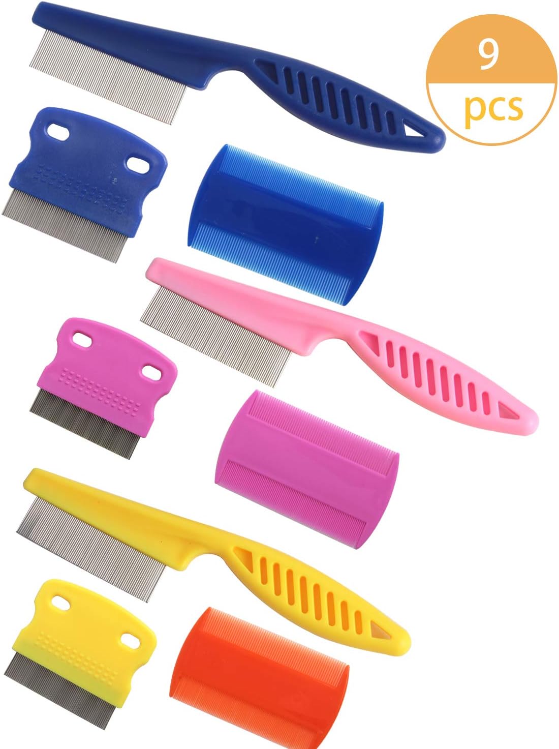 Ira Pollitt 9 Pieces Pet Grooming Combs Durable Pet Tear Stain Remover Combs with High Strength Teeth for Removing Dandruff Stain