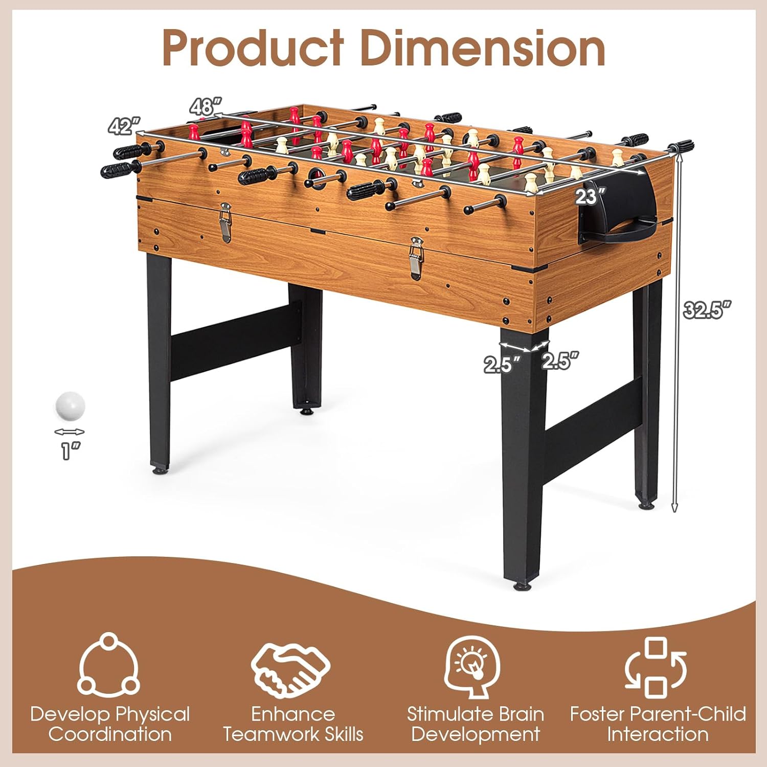 Nightcore 48” Multi Game Table, 3 in 1 Combo Game Table with Foosball, Billiard and Air Hockey, Includes Complete Accessories, Space Saving Design for Bar, Party & Recreation