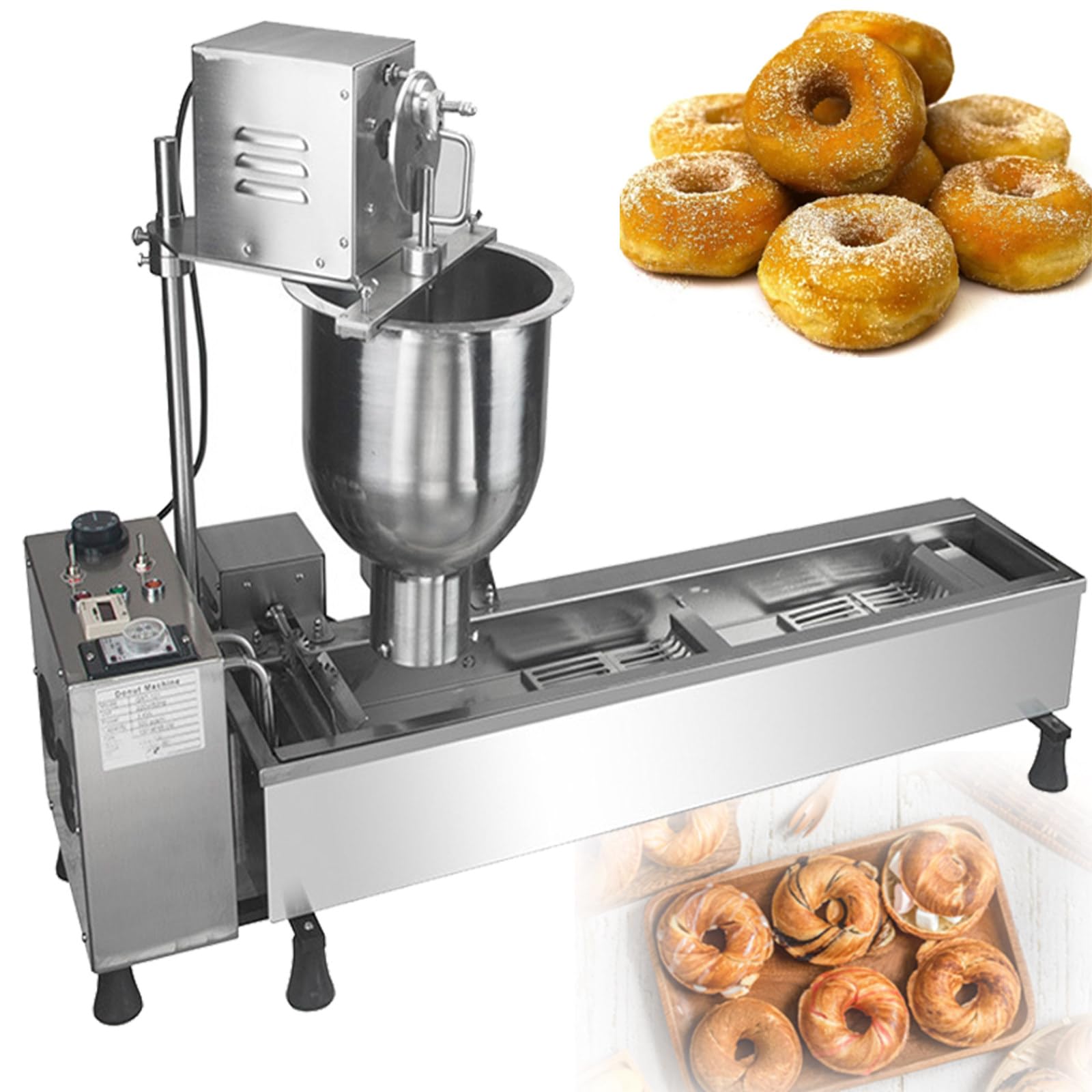 Mini máquina comercial para hacer donas de una sola fila, 500 piezas/hora