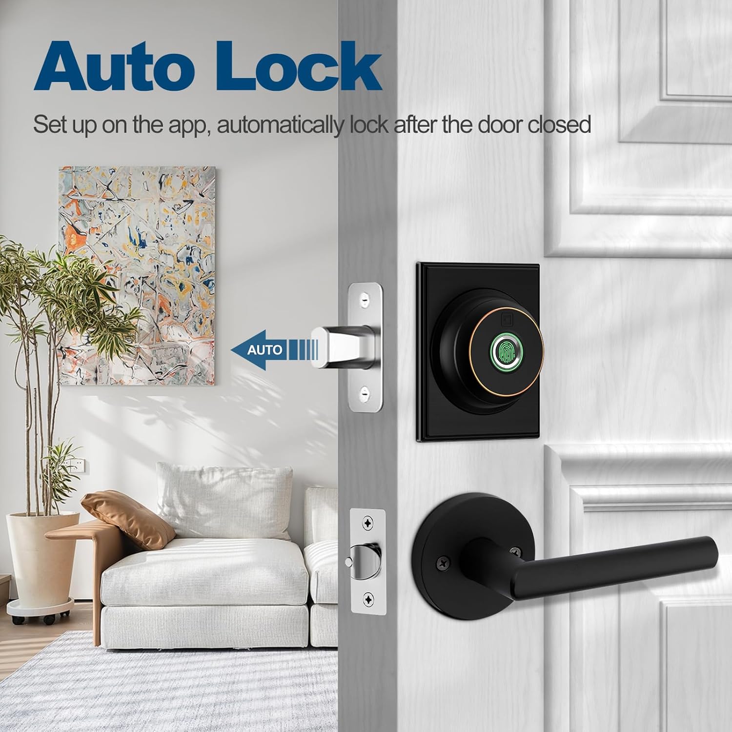 GeekTale Fingerprint Deadbolt with App, Smart Deadbolt Lock for Front Door, Keyless Entry, Biometric Deadbolt, Electronic Door Lock, Easy Installation