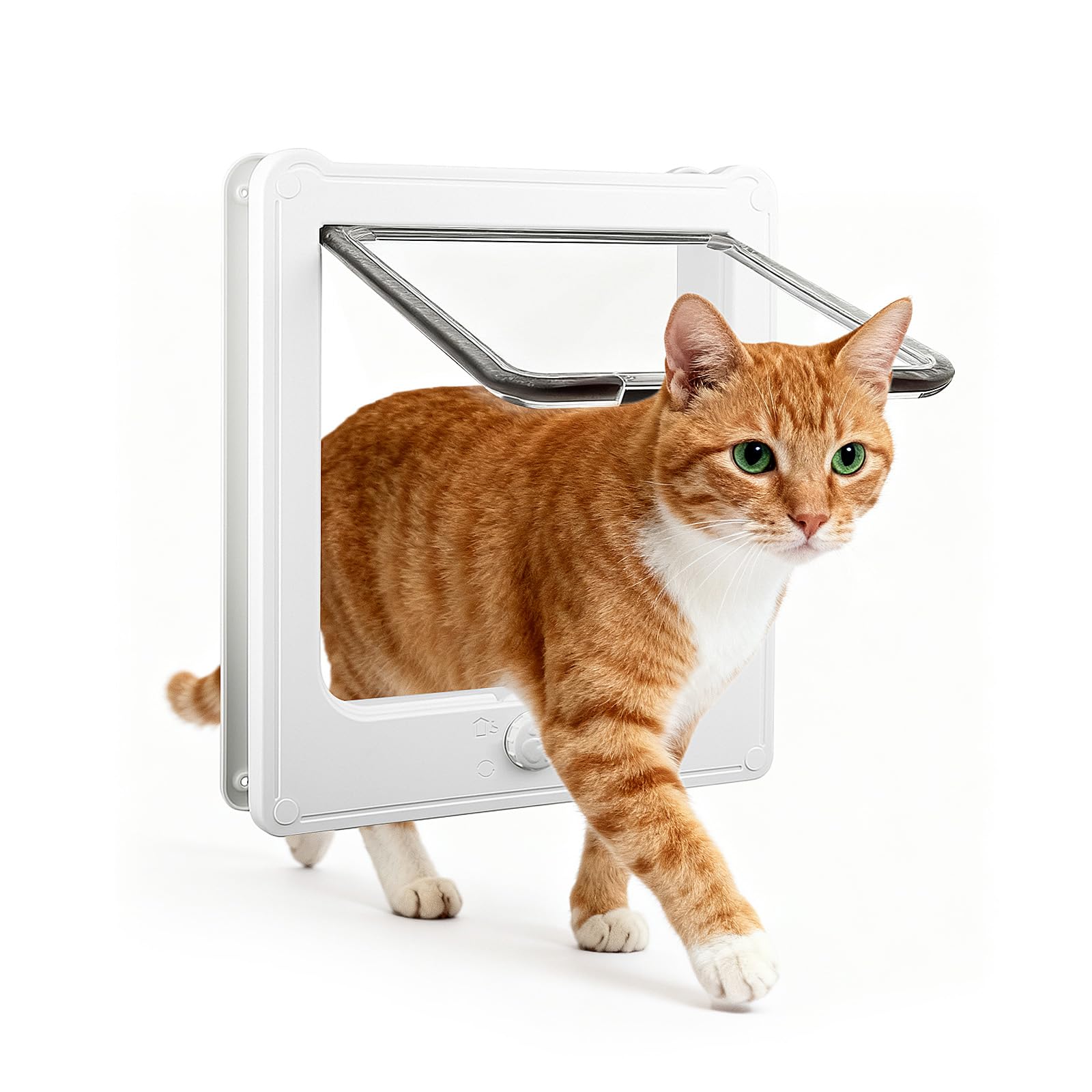NAMSAN 4 Way Locking Cat Door, 7.1 x 7.3 inch Lockable Cat Flap
