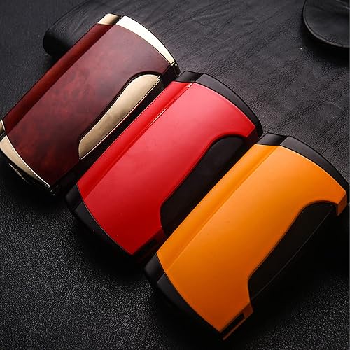 Miniatura 2 de Encendedor de butano de metal, doble llama de chorro recargable, resistente al viento, con perforador, regalo para fumar para hombres (sin butano)