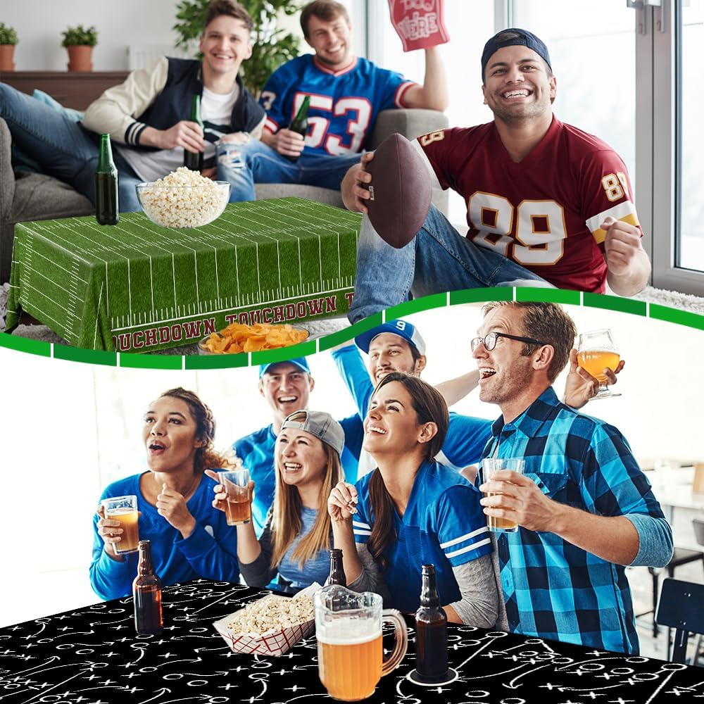 GREHUMOR Football Tablecloth 3 Pack Party Decorations Supplies 54"X108" Large Football Theme Disposable Plastic Table Cover for Birthday Game Day Tailgate Party Decor image 5