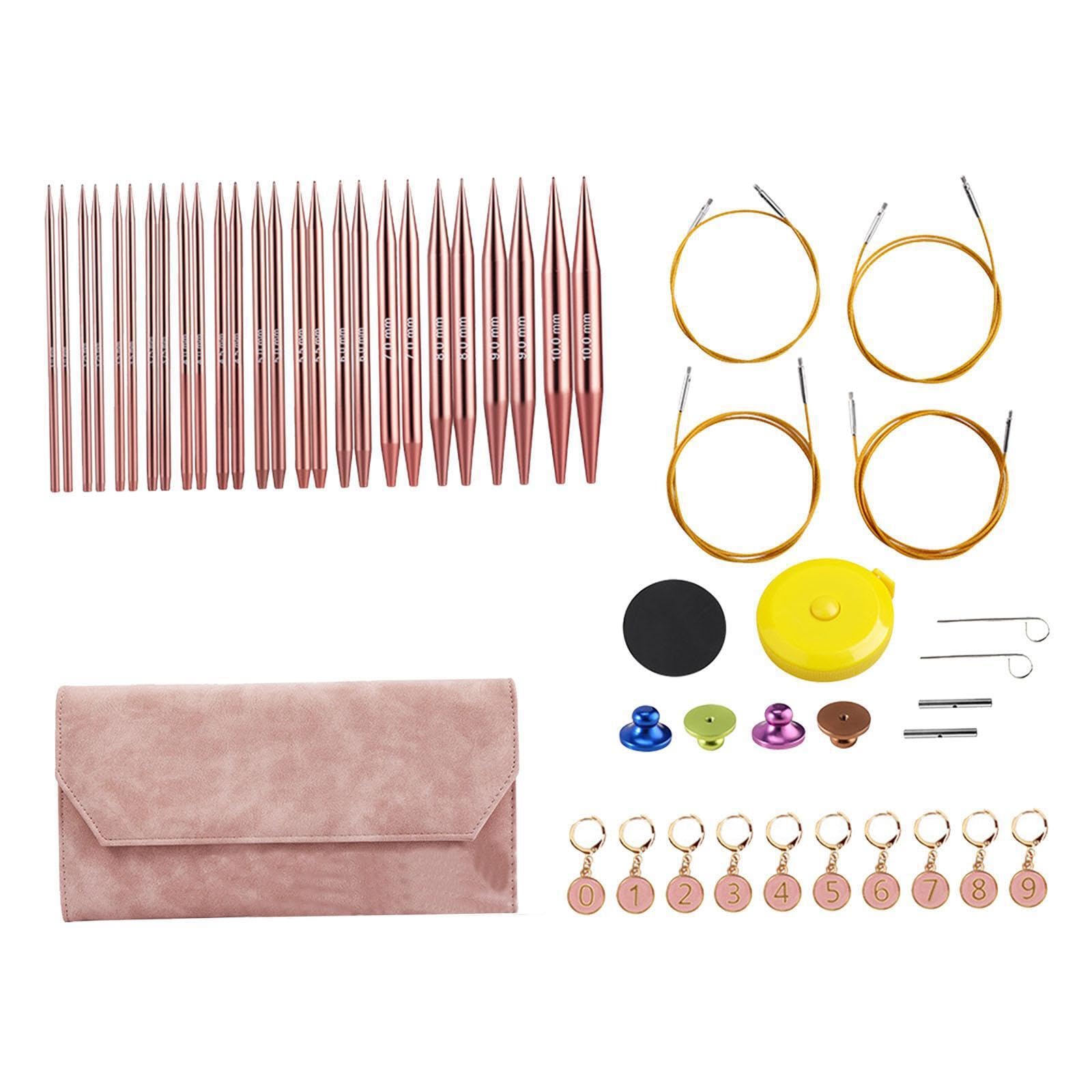 YIXANNX Auswechselbares Rundstricknadel Set, stabile Stricknadel,Rosa | praktisch zum Nähen und Weben, Bambus Rundstricknadeln