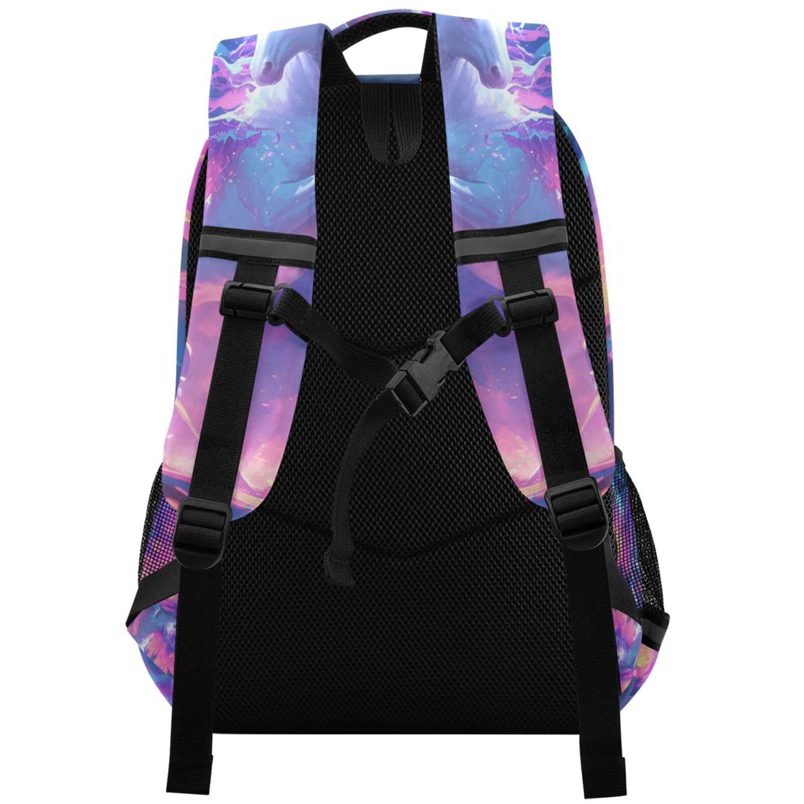 Unicornio Caballo Princesa Mochila Niño y Niña, Mochilas Escolar Grande Reflectante para Infantil Mochila Portátil de Mujer Hombre Viaje