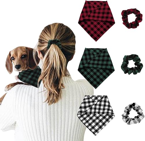 Bandana de búfalo a cuadros para perros y bandas para el pelo, accesorios para mascotas, pañuelos de algodón, pañuelos, bufandas, traje de fiesta de