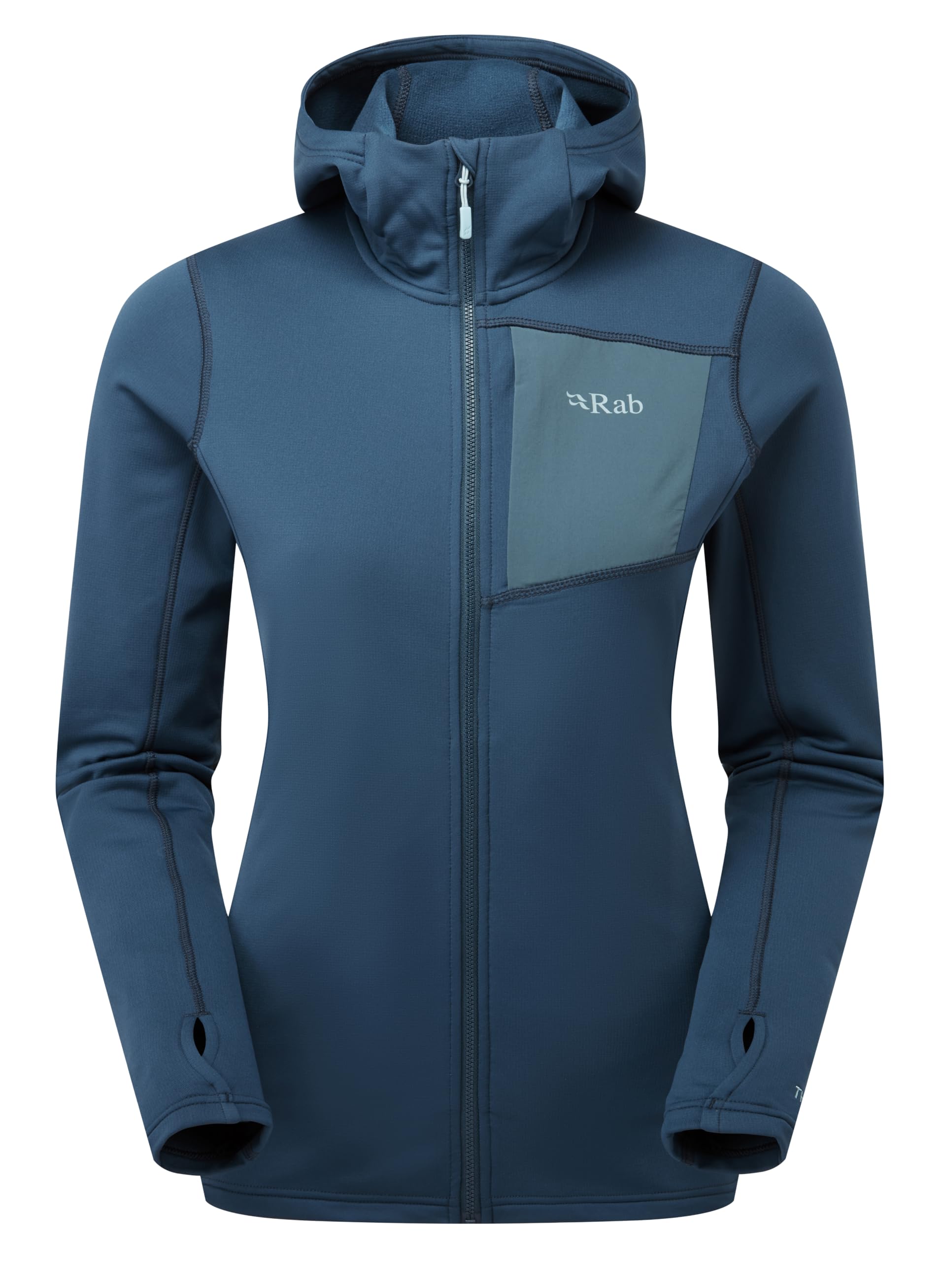 Rab Women's Superflux Hoody - Lightweight Fleece Jacket for Hiking, Trekking, & Climbing - Tempest Blue - Small