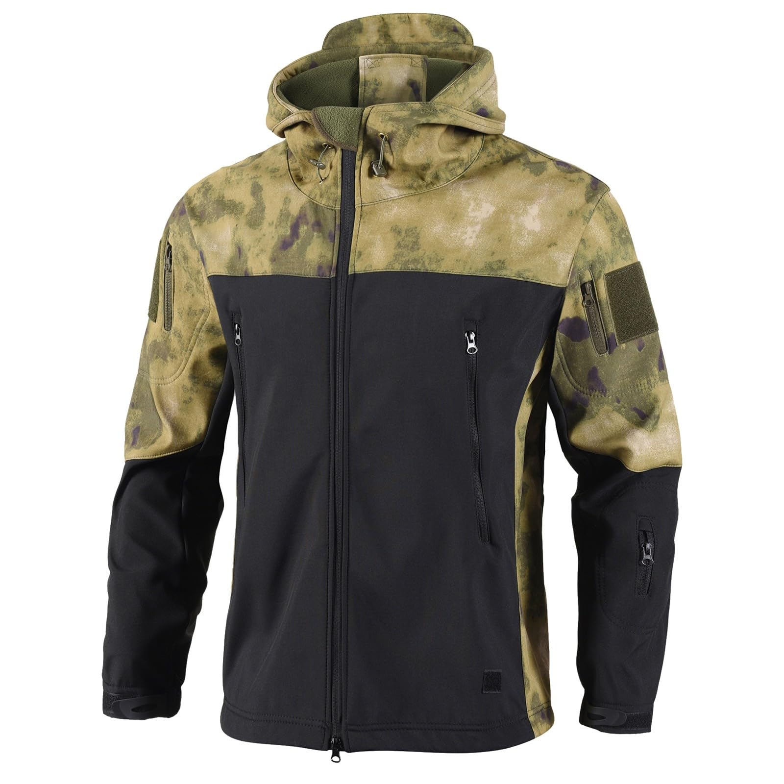 Męski taktyczny zestaw dresowy, kurtka kamuflażowa i spodnie, 2-częściowy strój wojskowy dla mężczyzn, wodoodporny softshell, bluza z kapturem i spodnie cargo, zestaw odzieży bojowej, wędrówki
