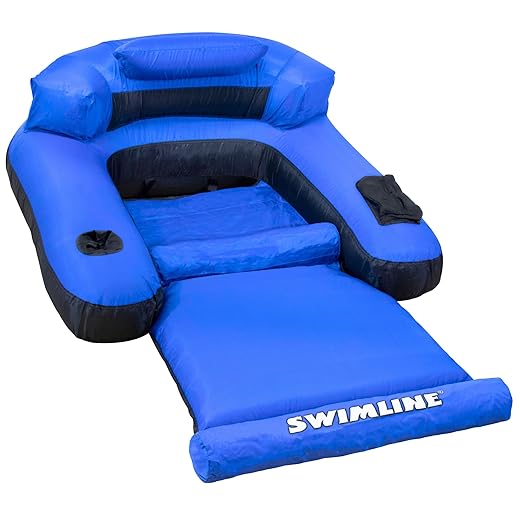 SWIMLINE ORIGINAL Fabric Covered Pool Float Mattress Ultimate Lounger Raft For Adults & Kids | Back, Leg, & Arm Rests, Cup Holder, & Quick-Dry Cover For Adult Or Kid Floating & Lounging 9047