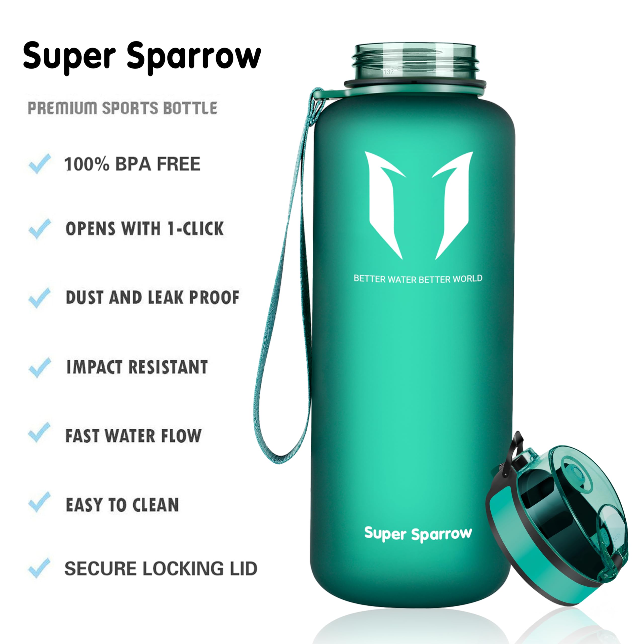 Super Sparrow Borraccia Sportiva & Bottiglia Bambini Senza Perdite - 350ml/500ml/750ml/1L/1.5L - Senza BPA