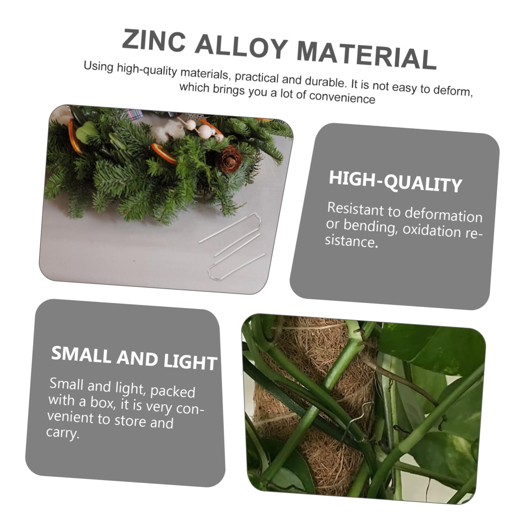 DOITOOL 100 Stück Pflanzstecknadeln M-Förmig aus Zinklegierung Silber für Kranzbasteln Blumenarrangements Garten Dekoration