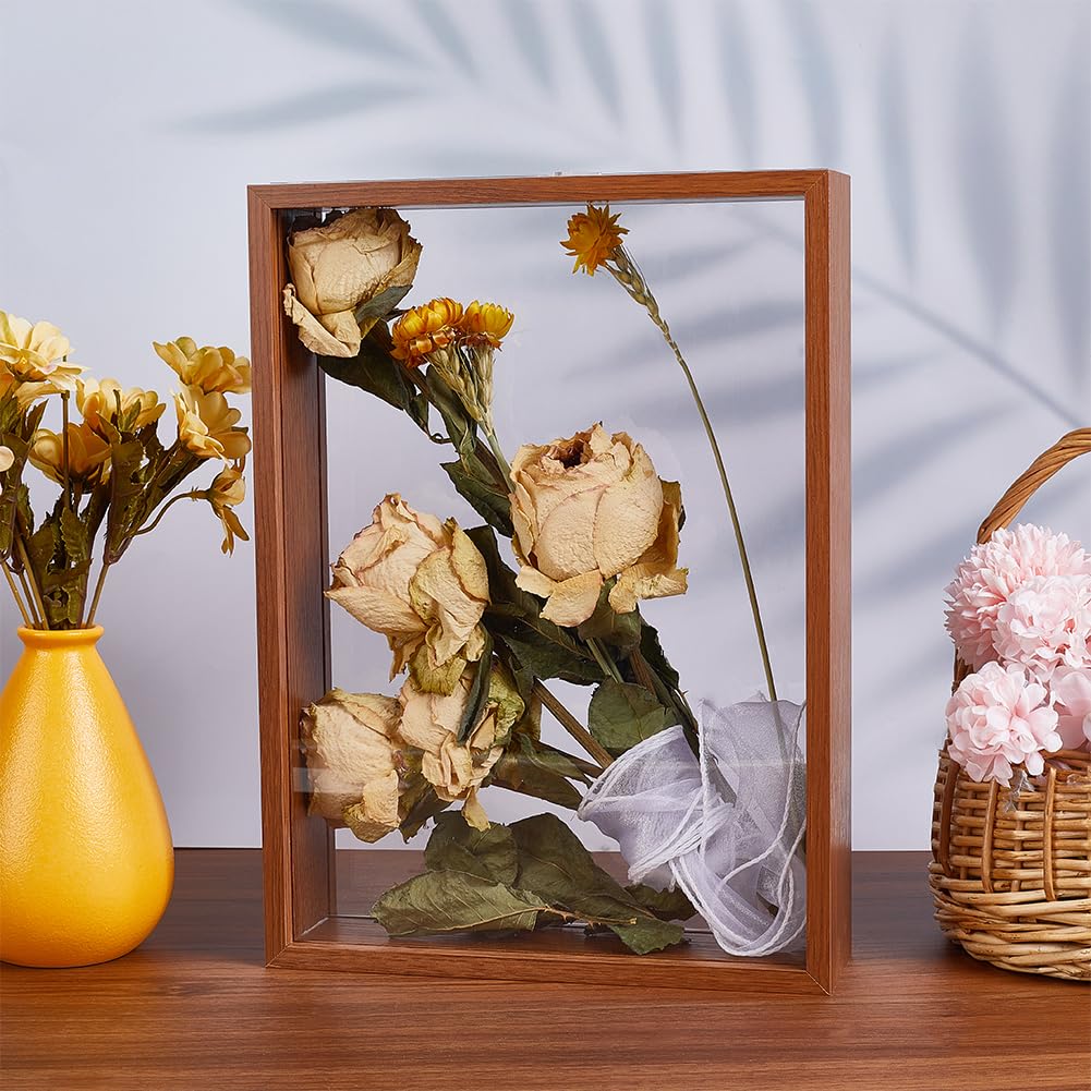 CREATCABIN Wooden Shadow Box Frame Dried Flowers Display Frame Deep Picture Photo Postcard Showing Specimen Frame DIY Crafts Tabletop Decor for Anniversary Wedding Graduation Travel 7.9x11.9x2.3 Inch - Image 2