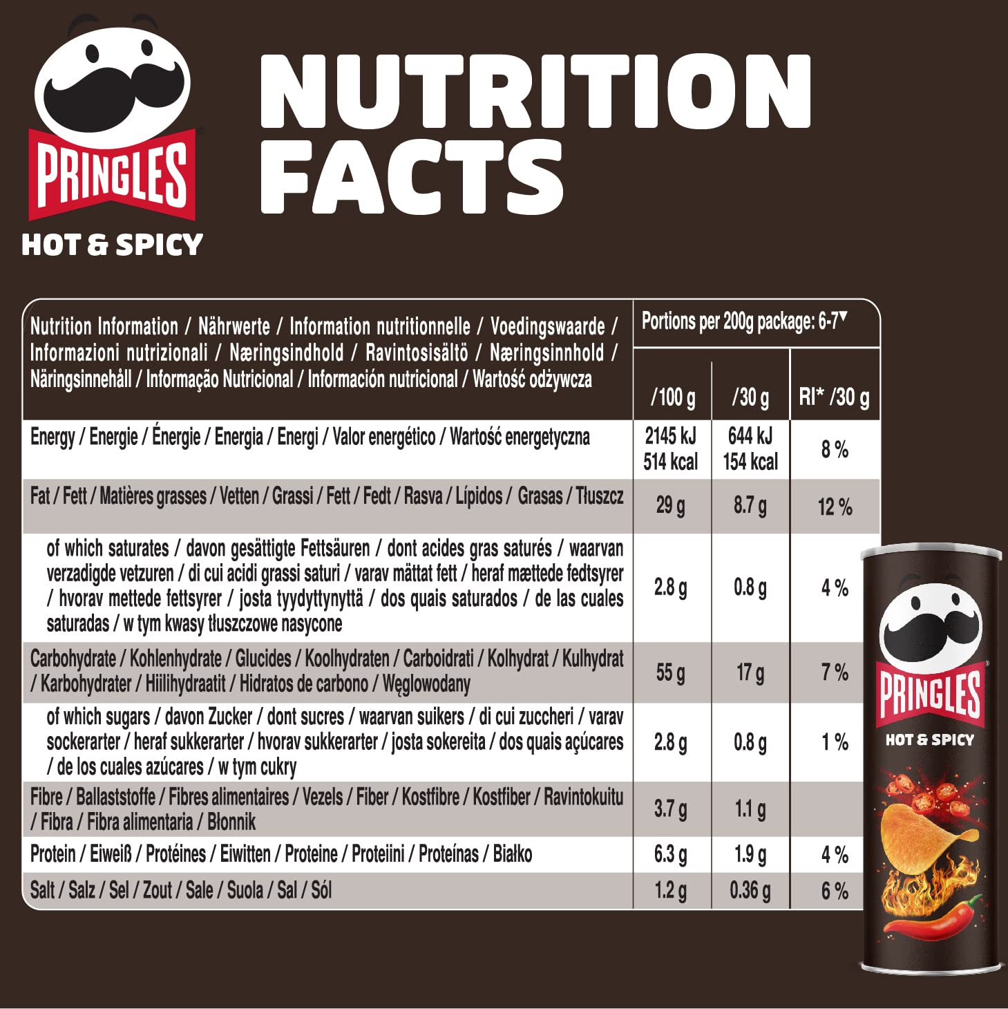 Pringles Hot & Spicy | Scharfe Chips | 19er Vorratspackung (19 x 185g)
