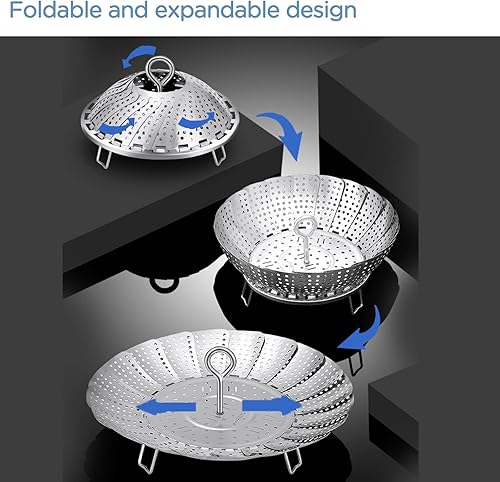 Miniatura 2 de Cesta de vapor para verduras, vaporizador de acero inoxidable 304 para cocinar, vaporizador de alimentos prescindible para adaptarse a ollas de