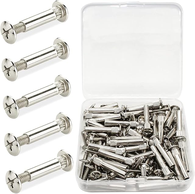 Connecting Screws Bolts Set M4 Door Handle Screws Nickel-Plated Steel Screw Connectors for Kitchen Cabinet Furniture Connector Fastener Attachment Bolts(50 pcs)