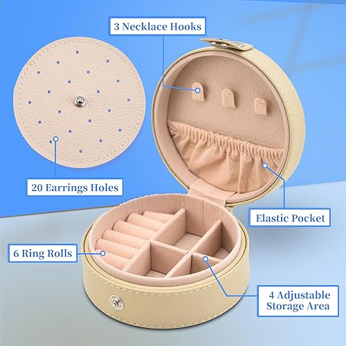 Miniatura 2 de FYTSDIK Organizador de joyas, estuche de joyería de viaje, caja de joyería pequeña, accesorios esenciales de viaje para mujeres, collar de anillos,