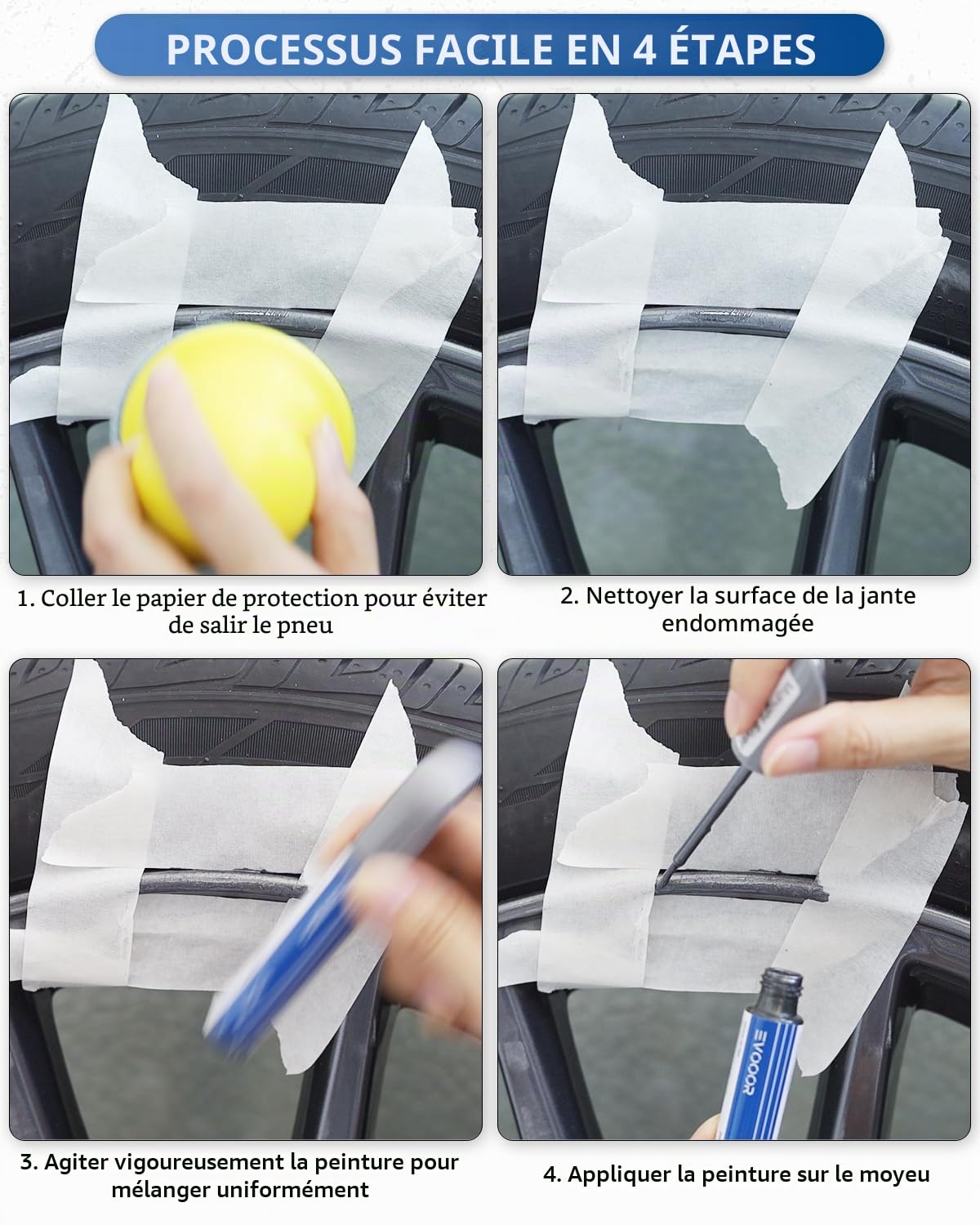 Stylo de Retouche Tesla Pour Modèle 3 18 Pouces/Modèle S 19 Pouces - Réparation DIY Des Éraflures de Trottoir Avec Peinture Assortie (Argent Minuit)