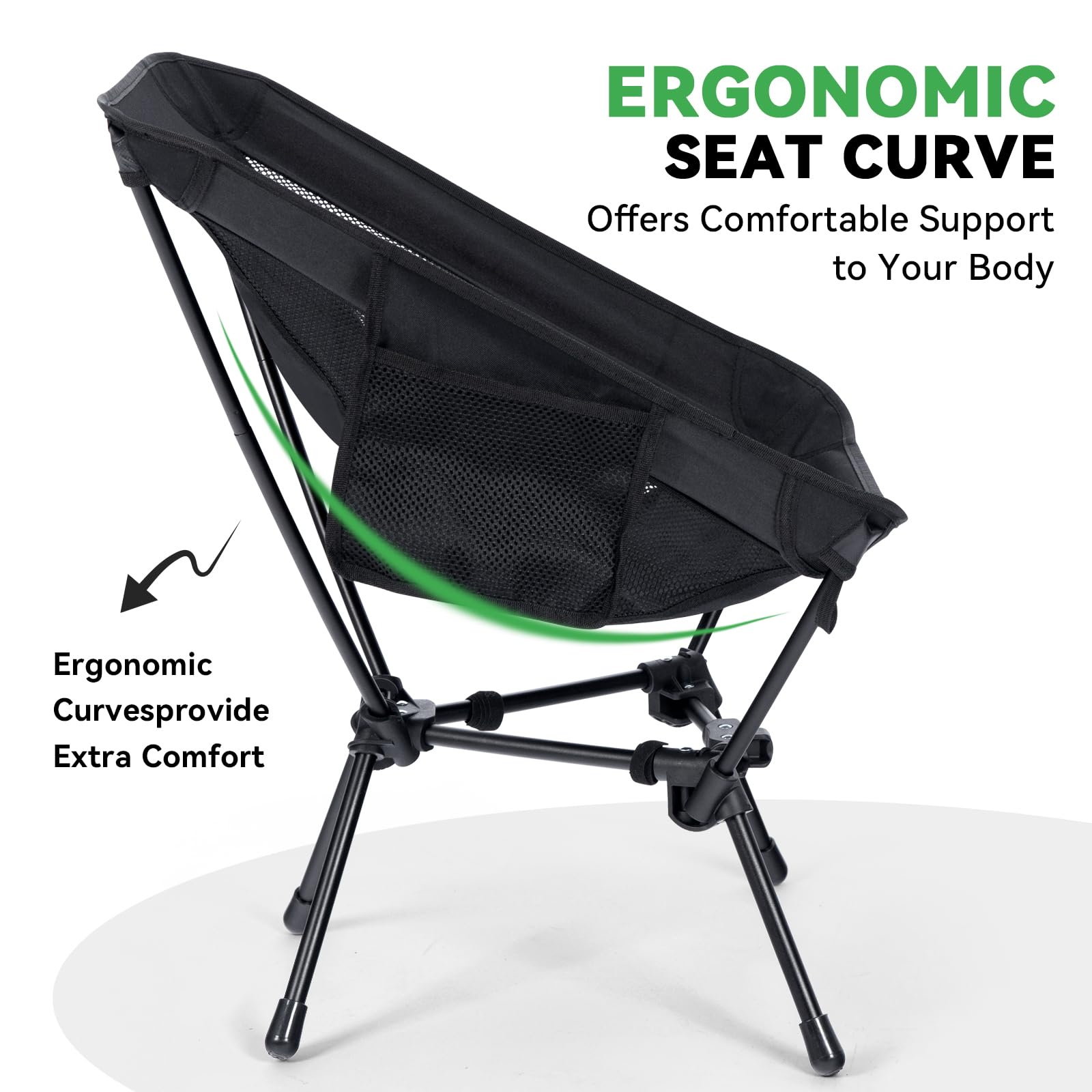 Oragati Folding Camping Chairs, Lightweight and Compact Design for Backpacking, Beach Trips, Outdoors, Black