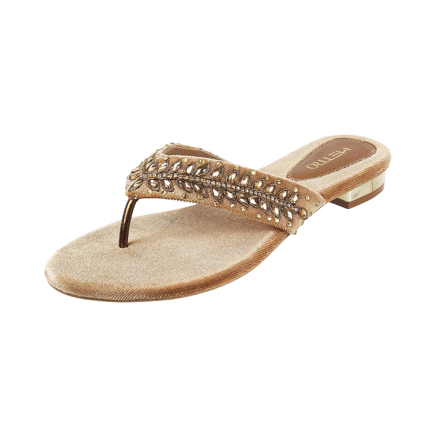 Metro Women Antic Gold Ethnicwear Flat Thong Chappal UK/4 EU/37 (35-788) (B0CKXZ1YX1) Amazon Price History, Amazon Price Tracker