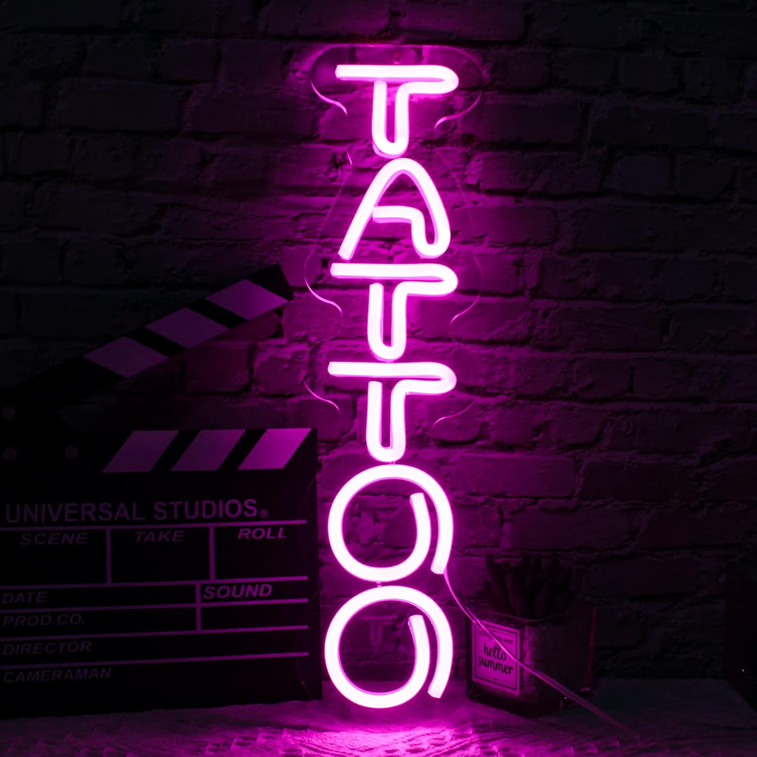 Tattoo Neon Sign - Vibrant Pink LED Wall Light for Tattoo Shops & Trendy Spaces, USB-Powered with Hanging Kit, Eye-Catching Decor for Artists & Shop Owners I-Pink