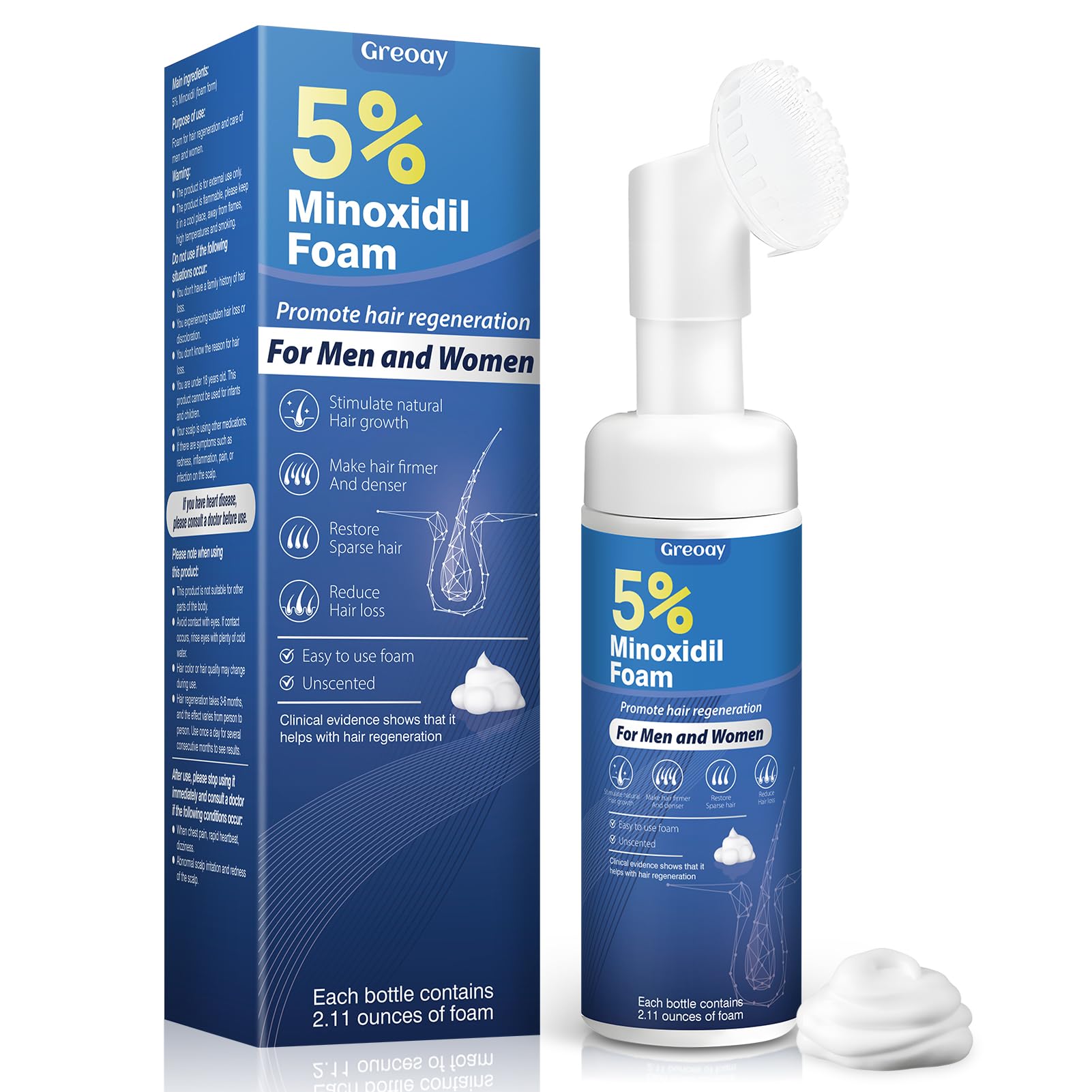 5 Minoxidil Hair Growth Foam Men and Women Suitable for Hair Thinning Receding Hairline and Hair Loss to