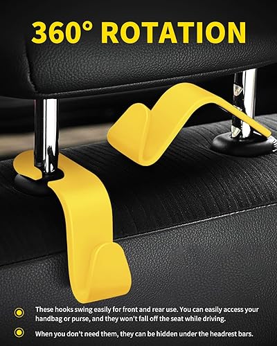 Miniatura 10 de Paquete de 8 ganchos para reposacabezas de asiento de automóvil con capacidad de carga de 44 libras, organizador de almacenamiento universal para el