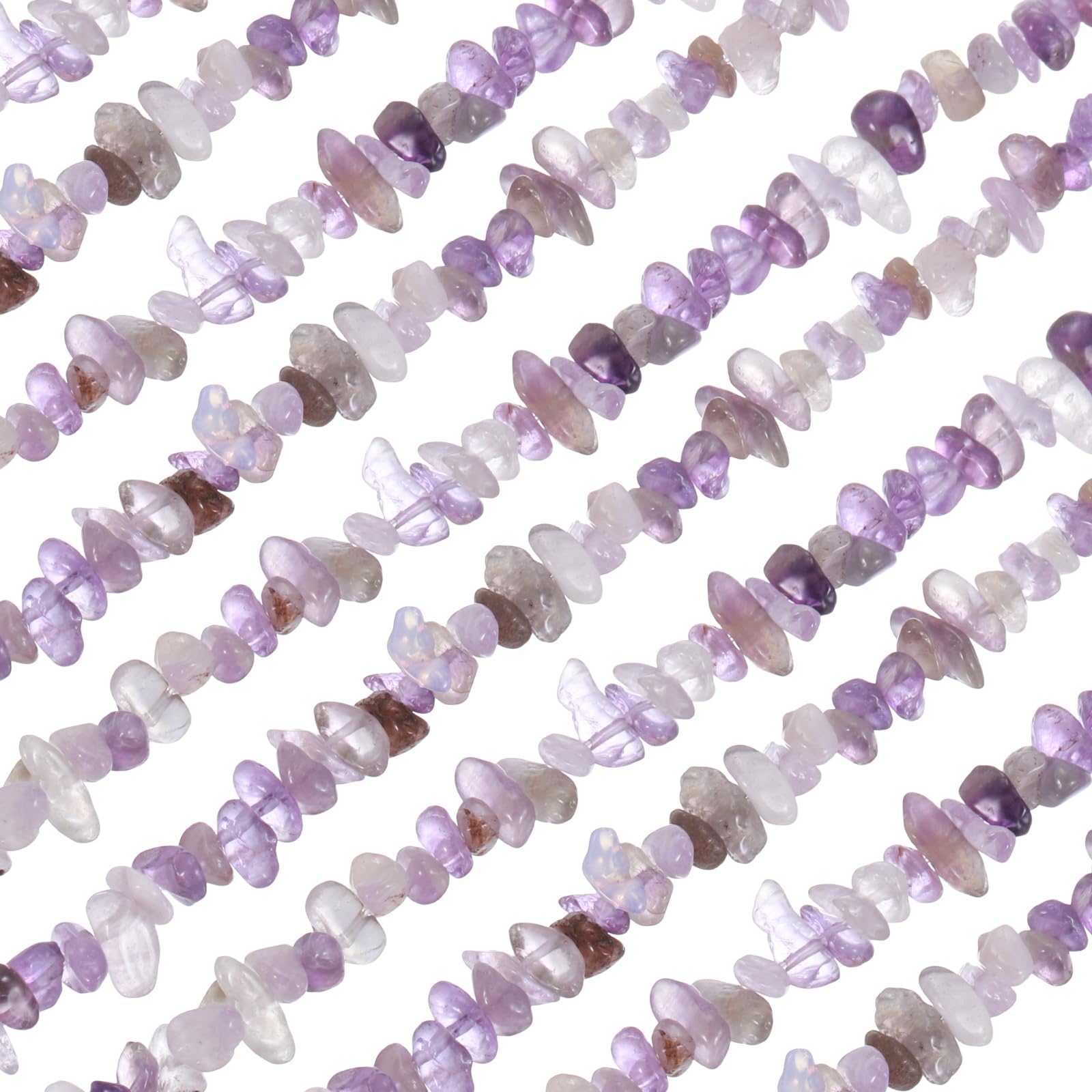 sourcing map 32 Inches 5-8mm Natural Chip Gemstone Strand Chips Free Form Tumbled Loose Gemstone Beads Irregular Drilled Stone Bead for Jewelry Making Craft Supplies (Purple)