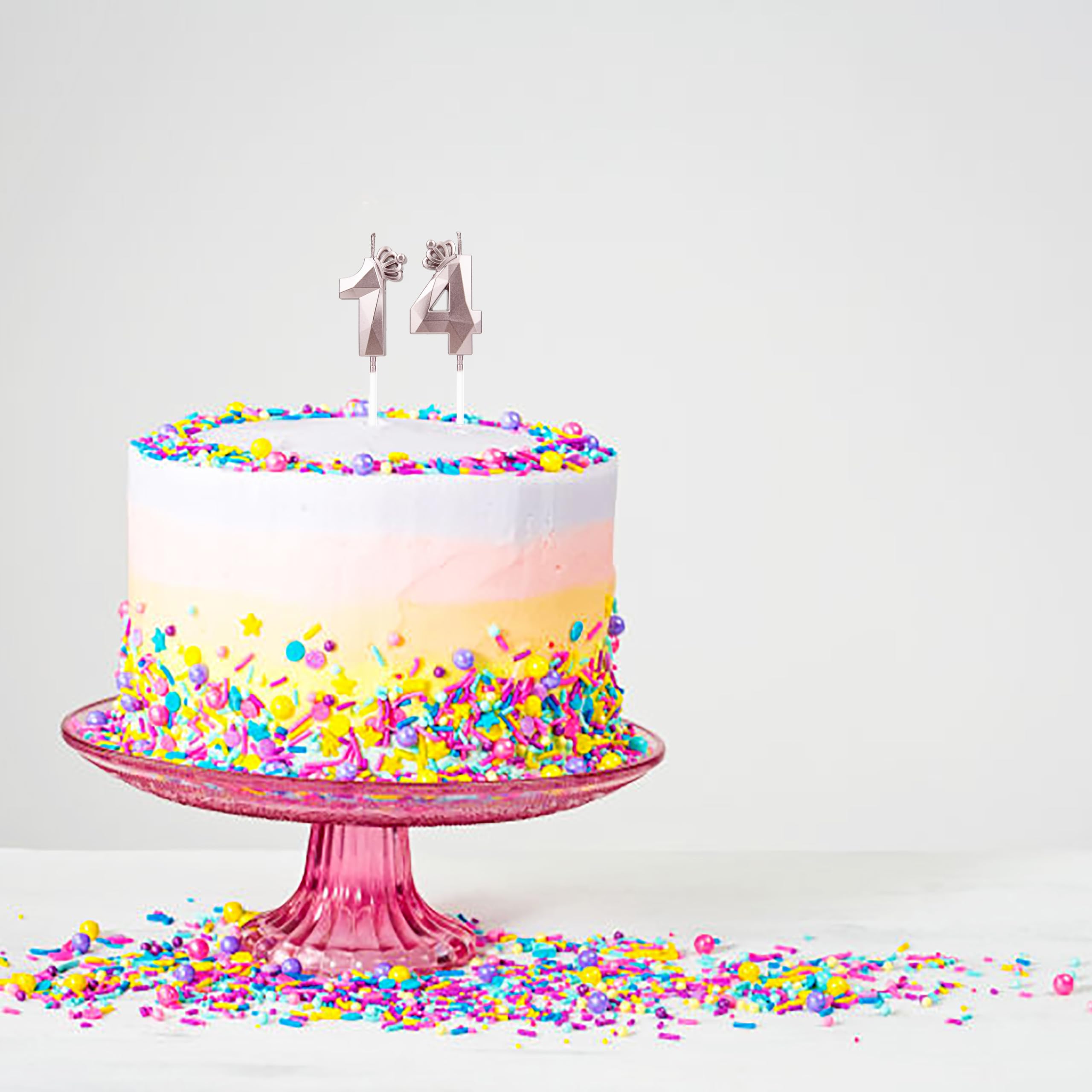 mciskin Set di candele di compleanno in oro rosa, decorazioni per il 14° compleanno della