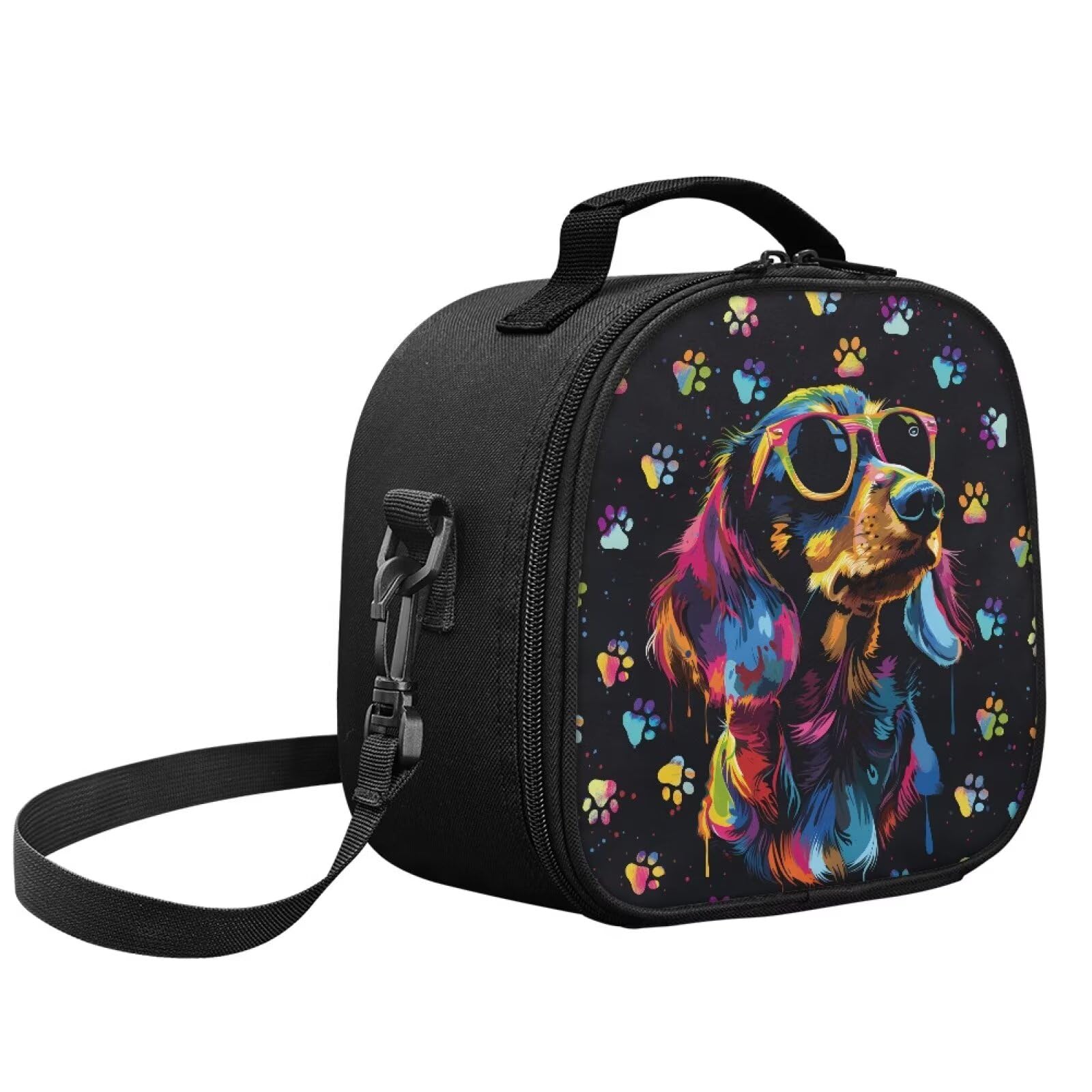 POLERO Funny Dachshund Lunch Bag for Girls Sausage Dog Lunch Boxes Insulated Cooler Bag Picnic School Snack Box
