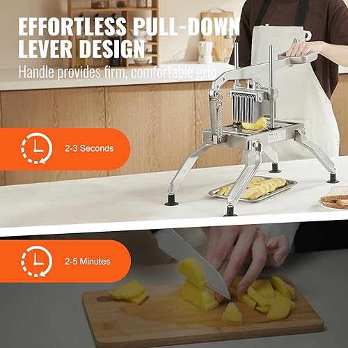 Miniatura 3 de VEVOR Rebanadora comercial de verduras, rebanadora de tomate de 14 y 12 pulgada, cortador de verduras de acero inoxidable y aleación de aluminio,
