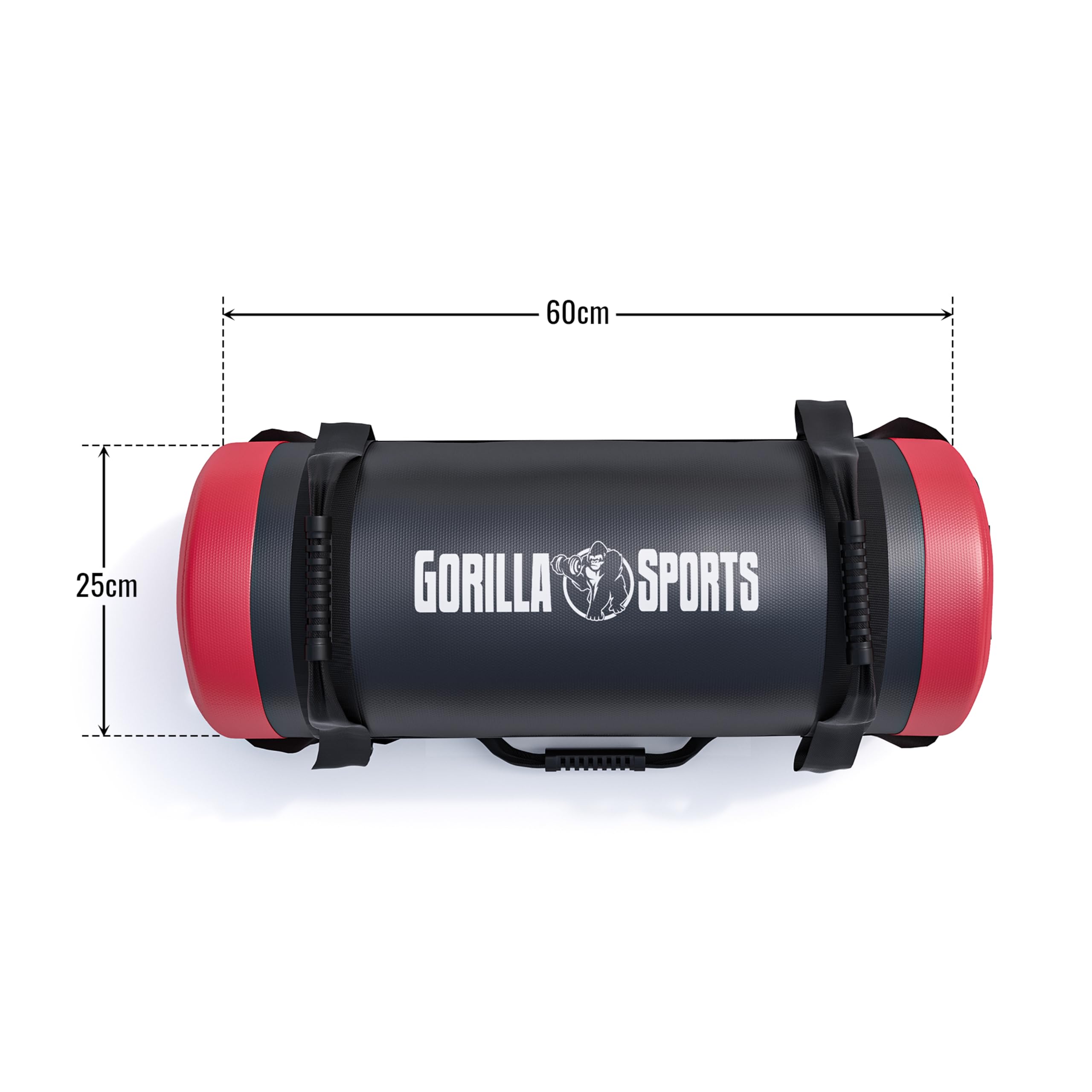 Gorilla Sports Power Bag 30 kg, Rempli, 6 Poignées Antidérapante, Similicuir, Sac de Sable Musculation