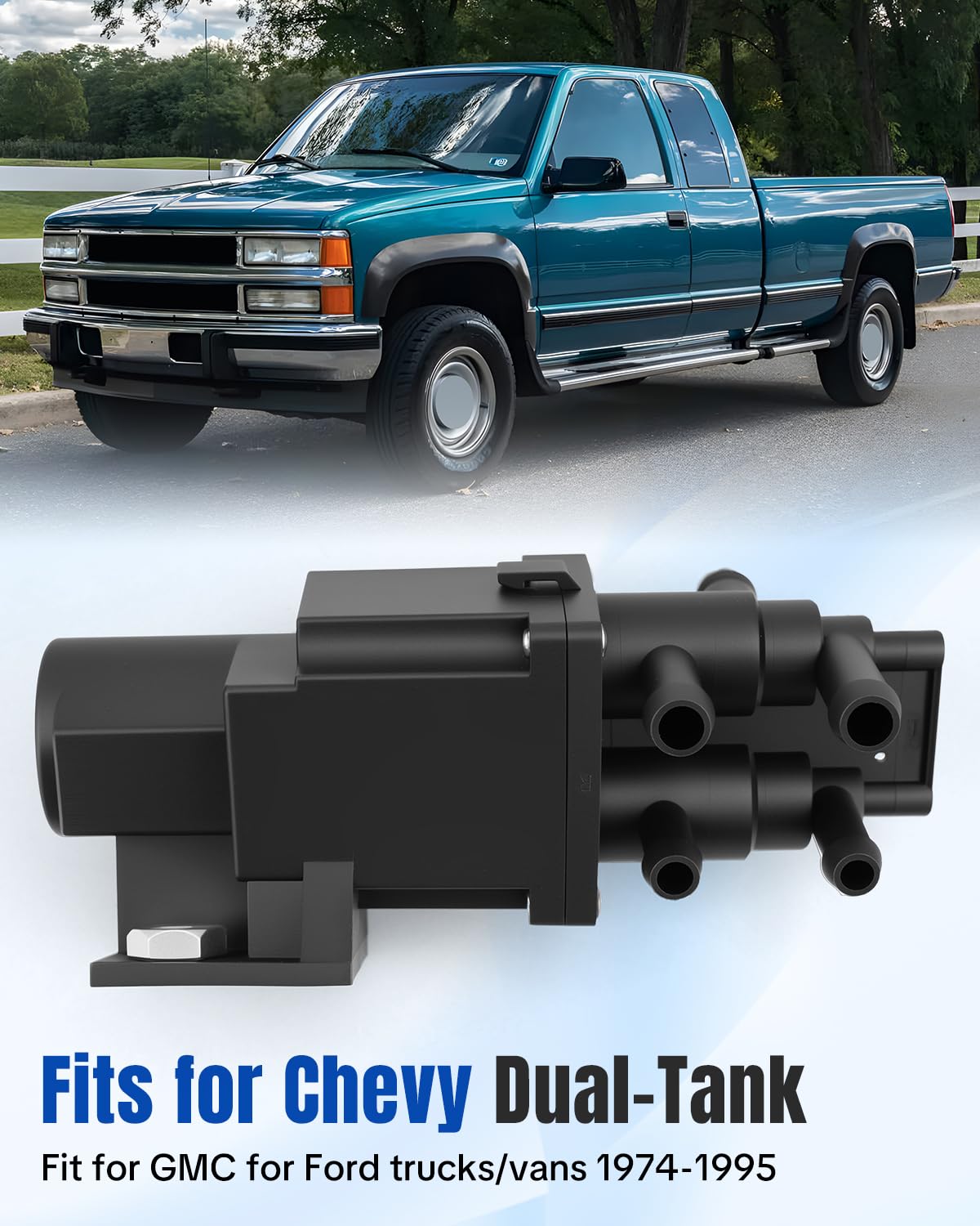 U7000 Fuel Tank Selector Valve 2-Port Fits for Chevy Dual-Tank, for GMC for Ford Trucks/Vans 1974-1995 – Durable Replacement Fuel Switch Valve