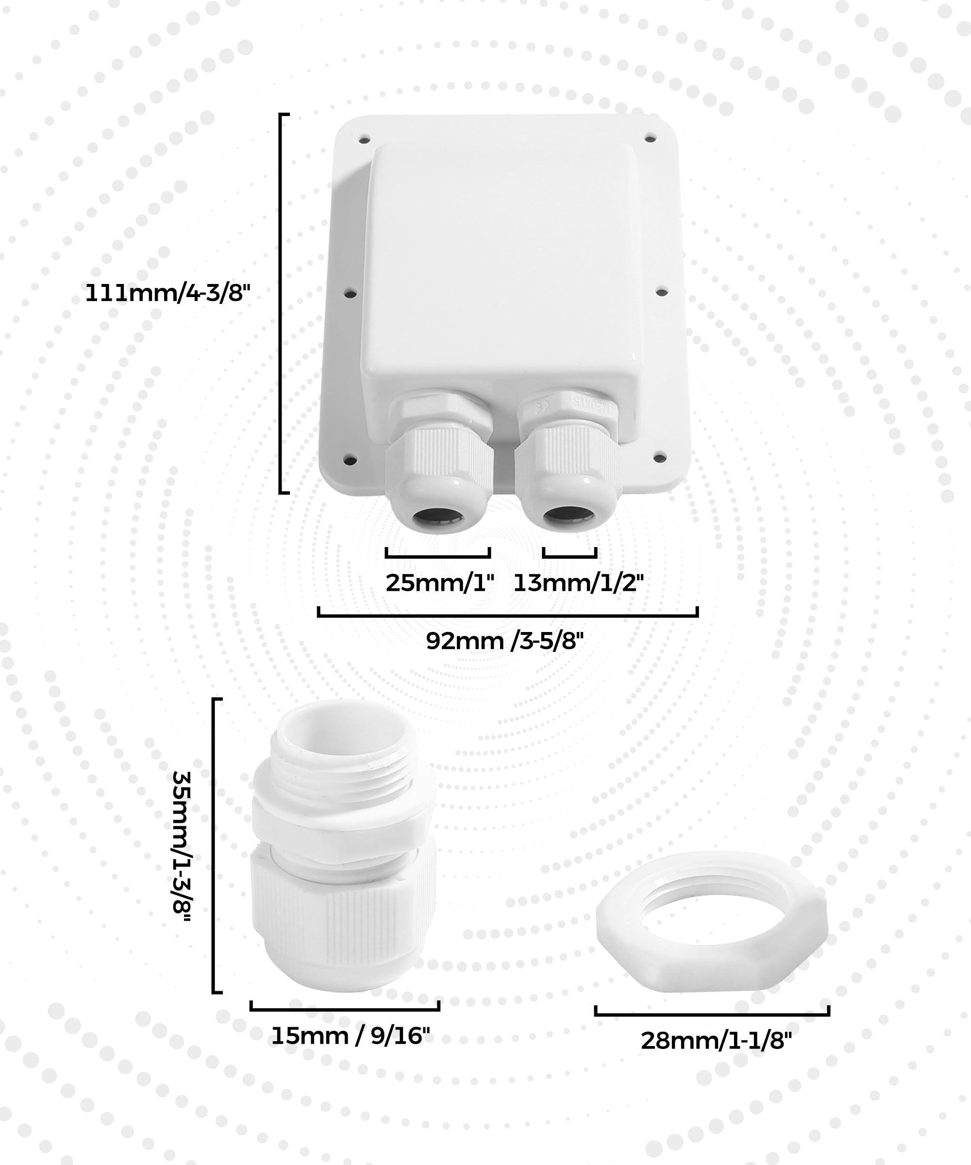 Flaconi Caja de Acceso a Cables Solares para Vehículos Recreativos,Prensaestopas Doble Entrada de Cables,Pasacables de Techo Pasacables de Entrada de Cable Doble,para Autocaravanas,Caravanas (Blanco)