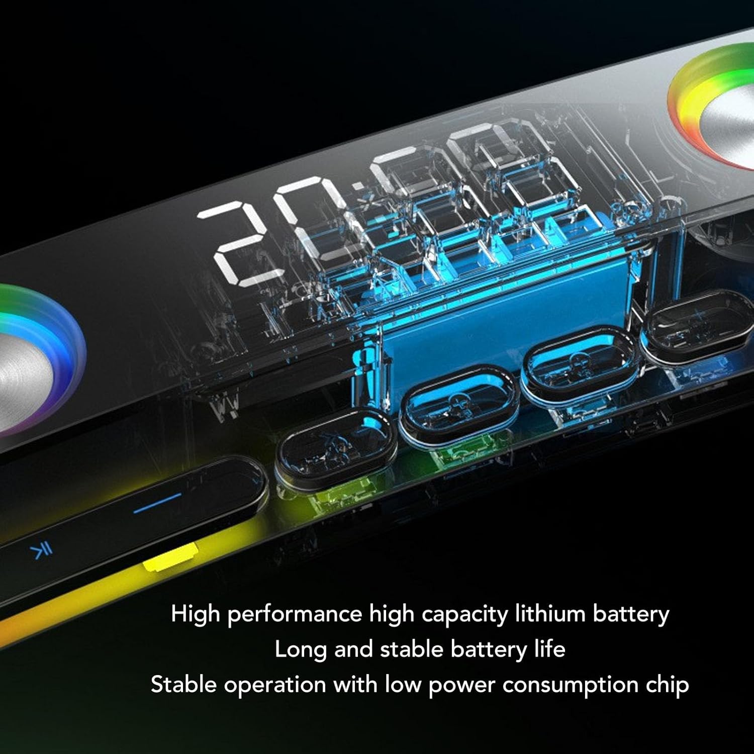 Bluetooth Computer Speaker, PC Gaming Speaker Sound Bar with Dynamic RGB Light HiFi Stereo Sound FM Radio Alarm Clock 13 Mechanical Keys for Desktop Monitor Laptop Soundbar (White) 10