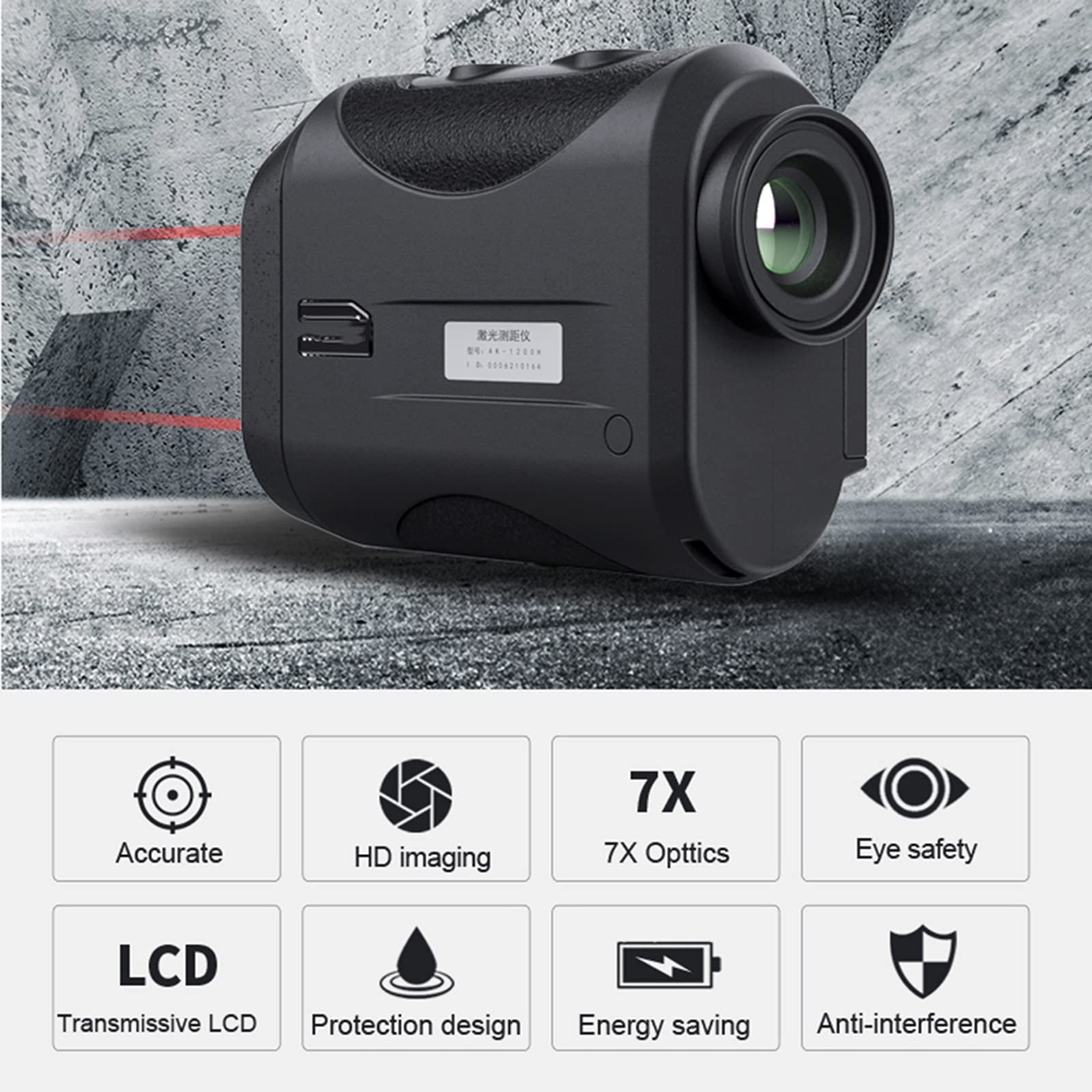 ERNZI 800M 1200M Medidor de Distancia láser de topografía de Caza Telémetro de Golf Telémetro láser Medidor de Distancia láser para Deporte de Golf