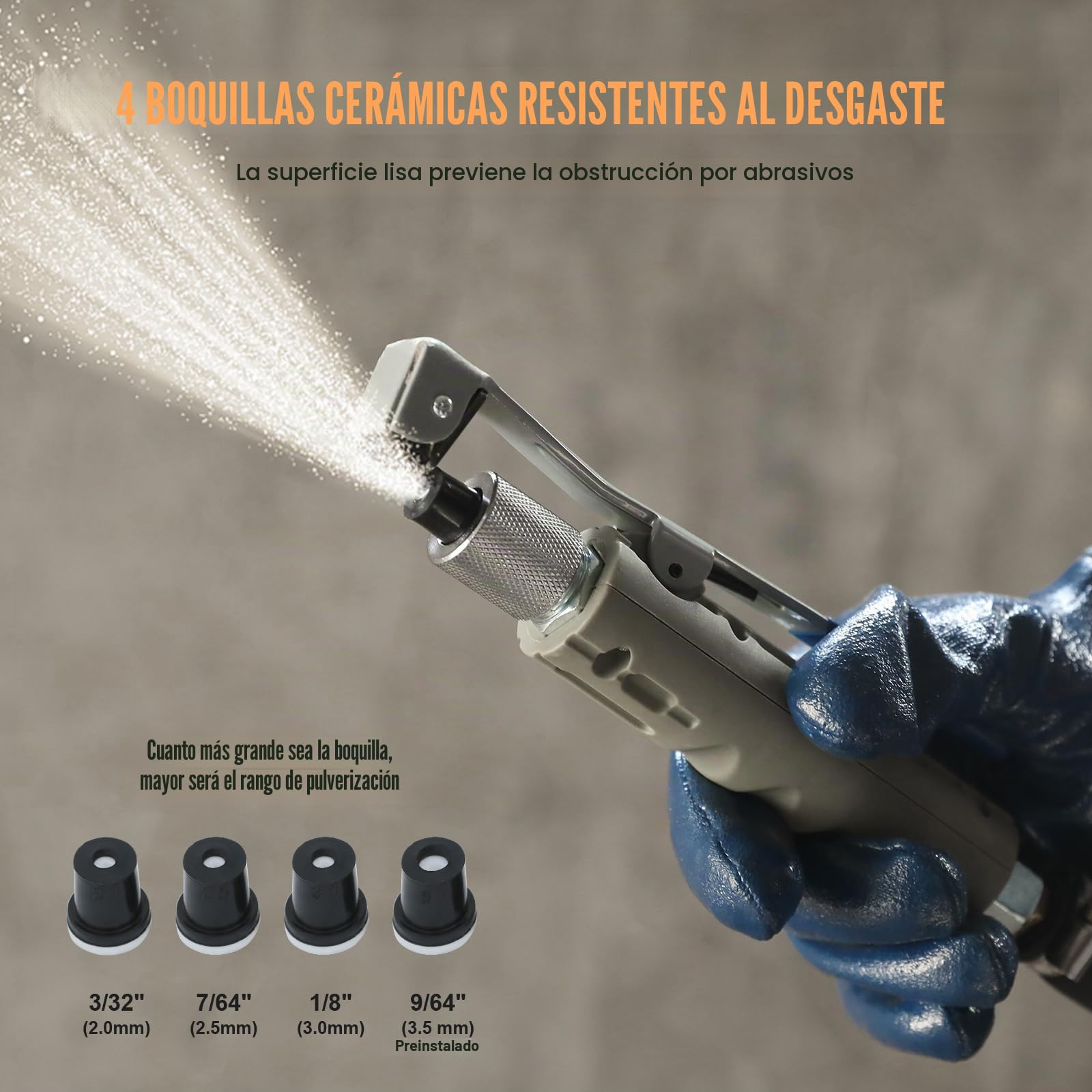 VEVOR Máquina de chorro de arena portátil de 18,92 l, manguera de trabajo de 243,84 cm, chorro de arena de 60 a 110 psi, ideal para eliminar óxido, pintura, manchas y pulir grandes superficies