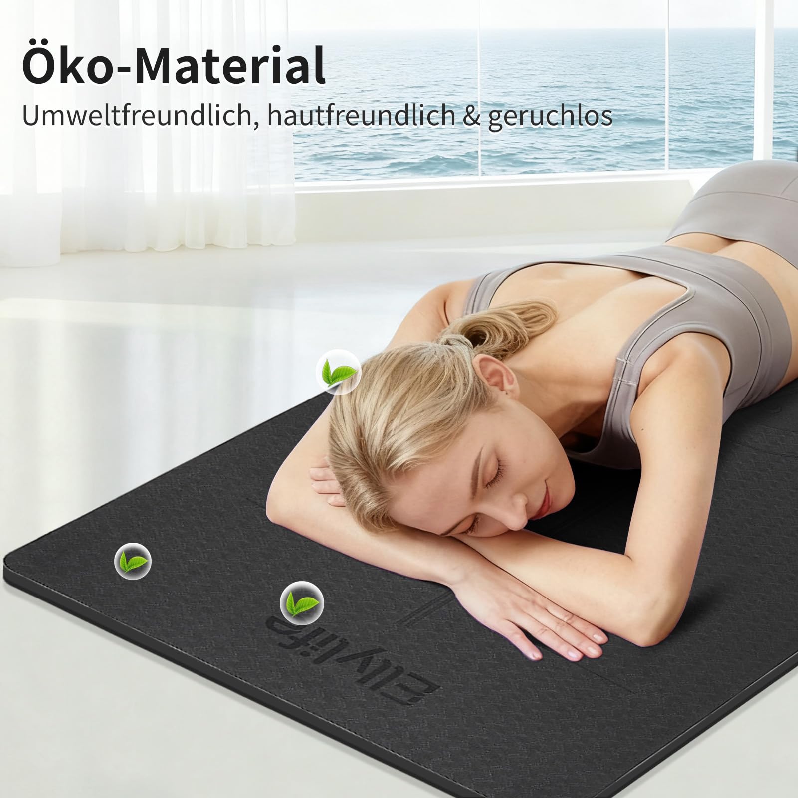 Yoga Matte Rutschfest Dick, Nachhaltige Naturkautschuk + Eco TPE oder PU, Ausrichtungslinien, Hautfreundliche, Starker Grip, Einzigartiges Design, mit Tragegurt, für Yoga, Pilates, Fitness