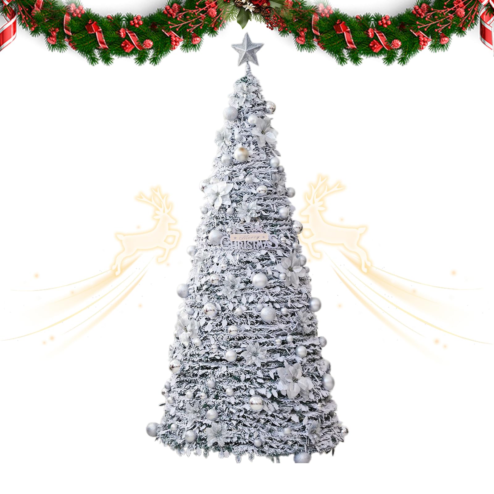 Árbol De Navidad Plegable Decoración De Artificial Reutilizable Plegable