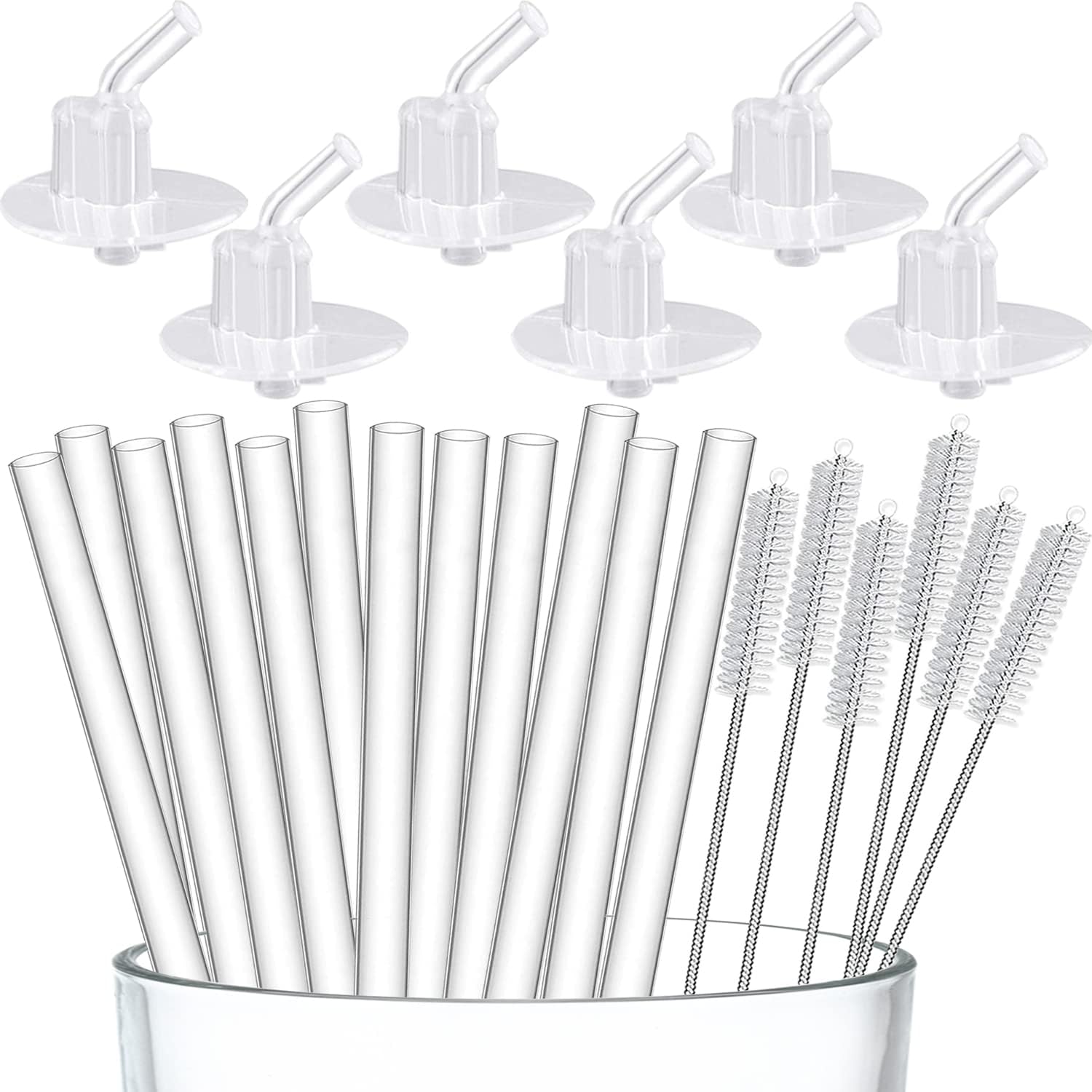 Thermos Funtainer 12oz Straw Set - 12 Silicone Straws + 6 Pop-up Stems + 6 Cleaner Brushes