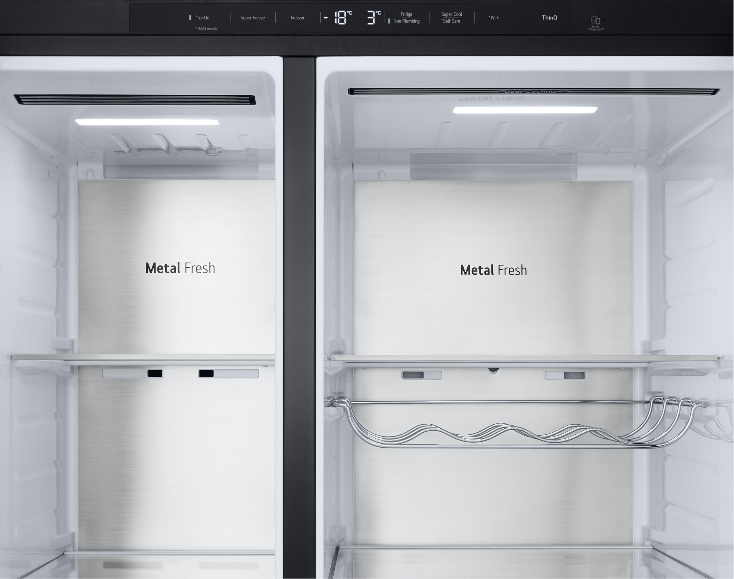 LG GSLE91EVAC Side by Side Kühlschrank, Klasse C, 628 L, Multi-Door Kühlschrank mit Gefrierfach, Eis-, Crushed Ice- Wasserspender mit UVnano, Total NoFrost, Smart Inverter Kompressor, Wi-Fi