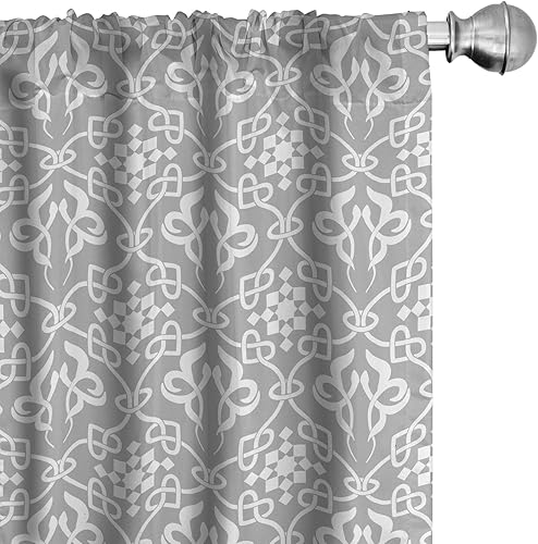 Miniatura 15 de Ambesonne - Cortinas de ventana de los 90, tema de los 90 con dispositivos de casa de estilo antiguo, patines en línea, zapatos de baile divertidos,