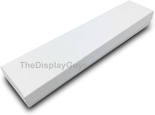 Miniatura 2 de TheDisplayGuys - Paquete de 100 cajas de joyería de papel de cartón relleno de algodón #82, color blanco remolino (8.1 x 2.2 x 1.0)