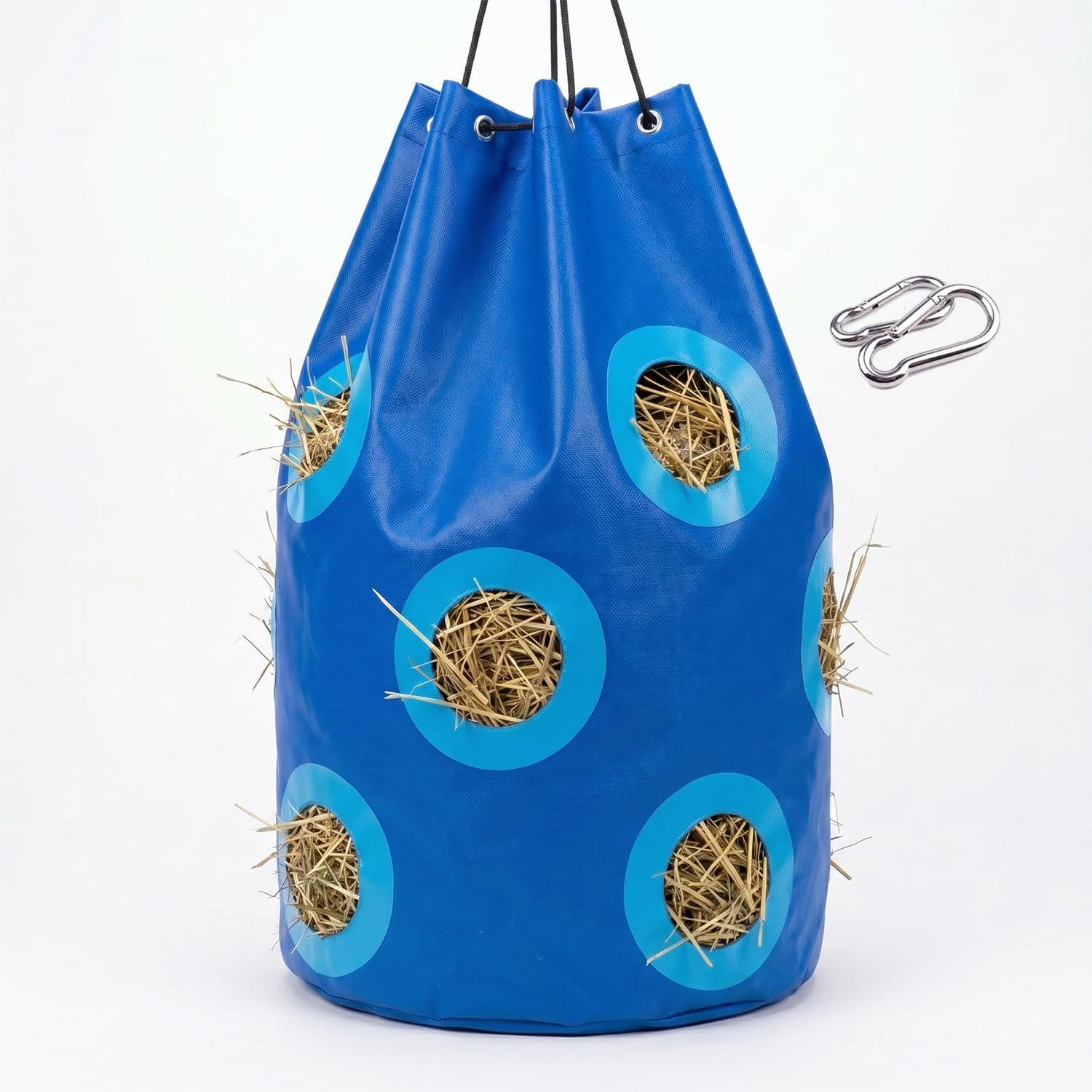 Heunetz für Pferde Verstärktes Futterloch 70x40cm Strapazierfähig Reißfest Blau