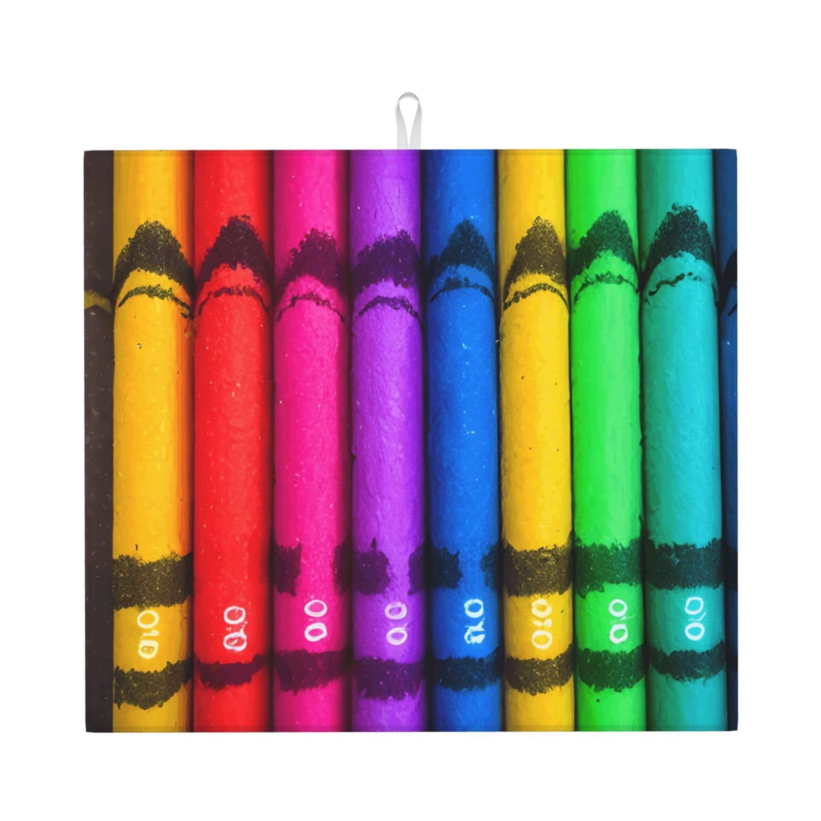HJFCZH colored crayons Prints Kitchen Drying Mat – High-Capacity Absorbent Dish Cover, Engineered with 4x Weight Absorption, Durable Microfiber & Composite Foam Construction