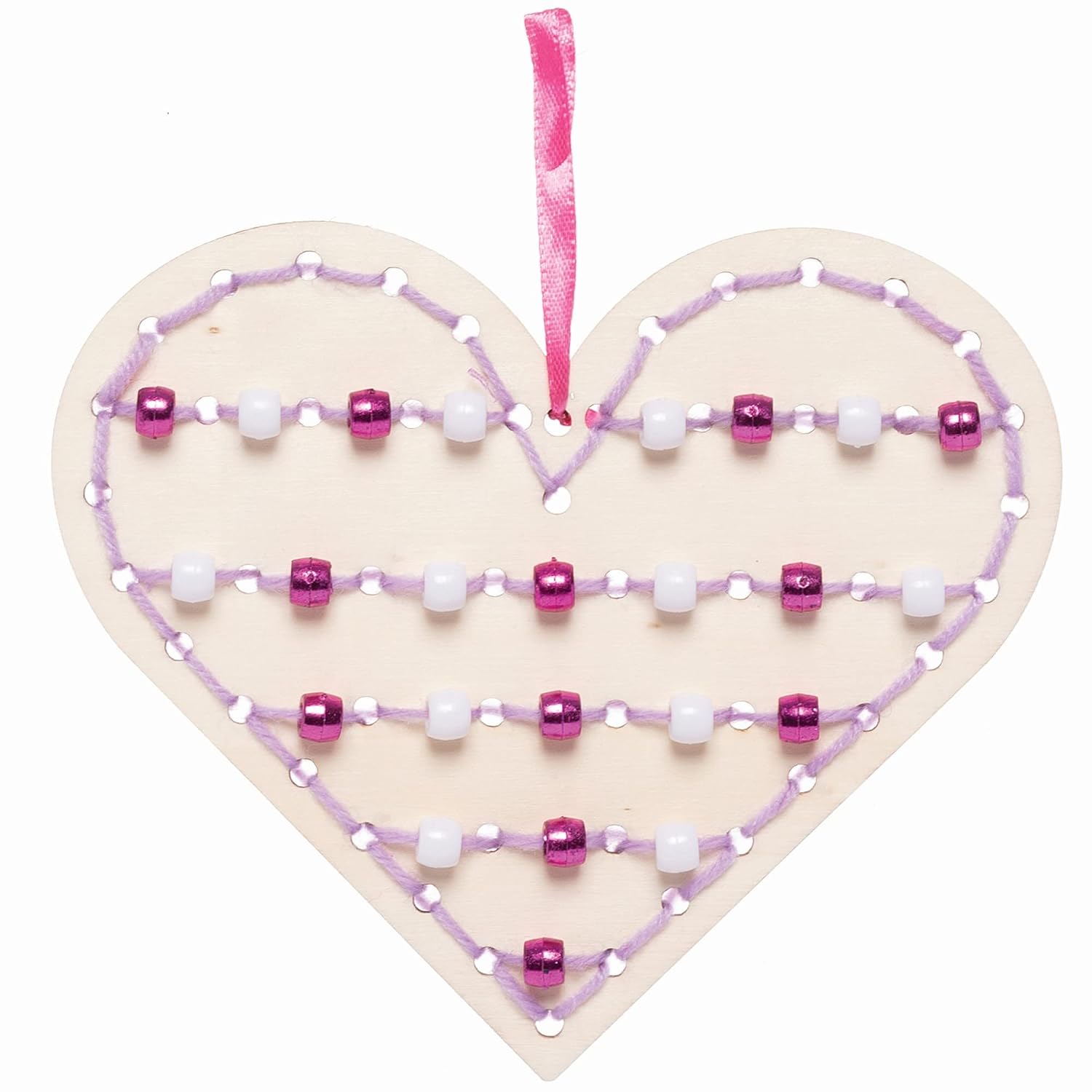 Baker Ross Heart Cross Stitch Wood Craft Kits, 5 Pack - Image 4