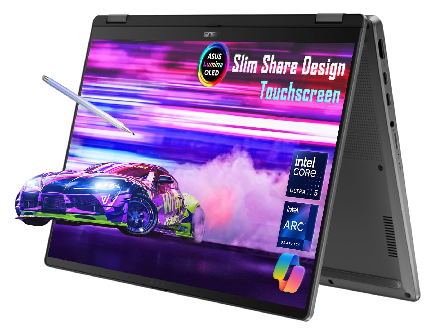 ASUS Vivobook 14 Flip Laptop Copilot+ PC, 14” OLED WUXGA Touchscreen, 8-Core AI Intel Core Ultra 5 226V, Intel Arc Graphics, 16GB RAM 1TB SSD, Win 11 H, Matte Gray, TP3407SA-ES54T, w/Stylus Pen